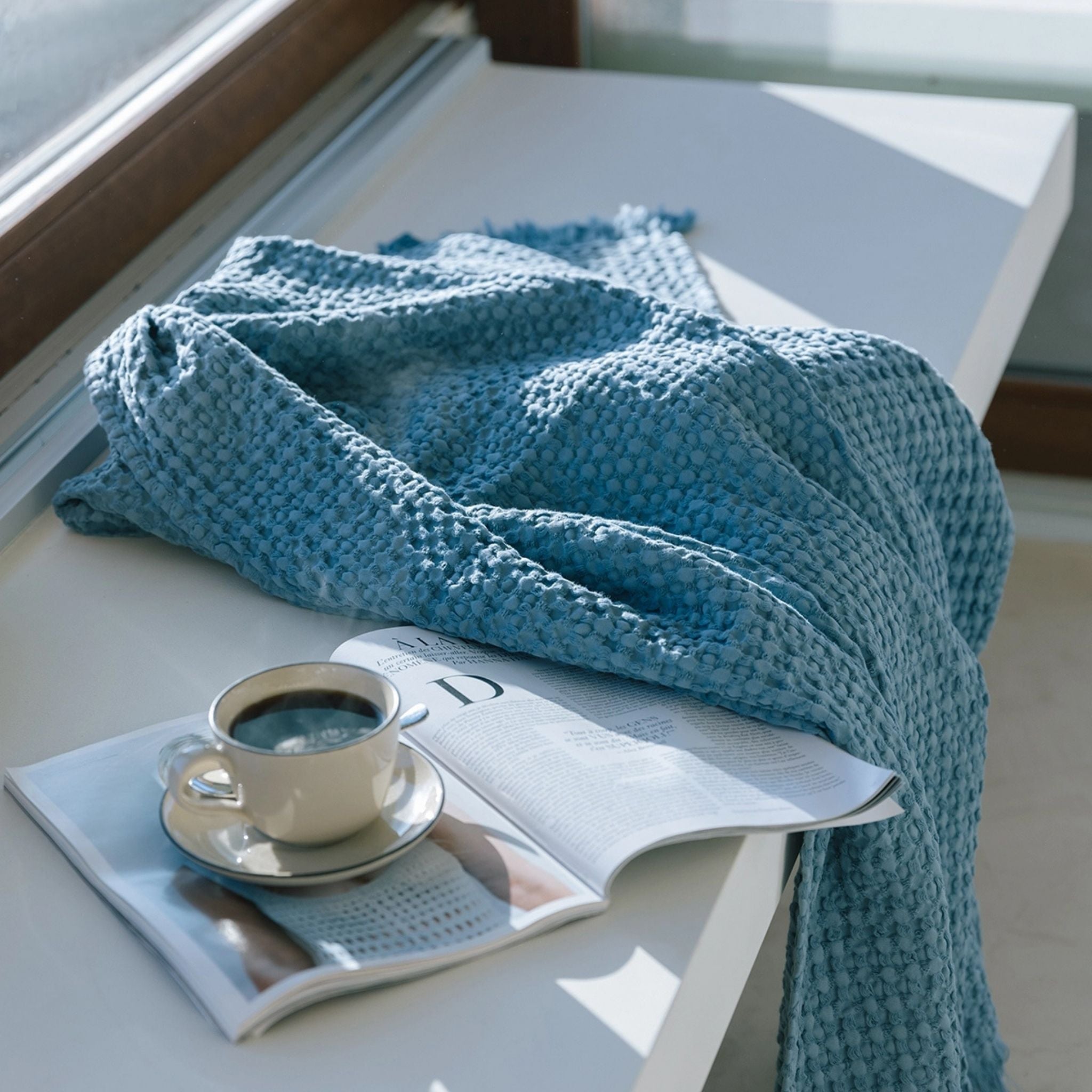 Blue Santa Luzia Waffle Bedspreads - Torres Novas