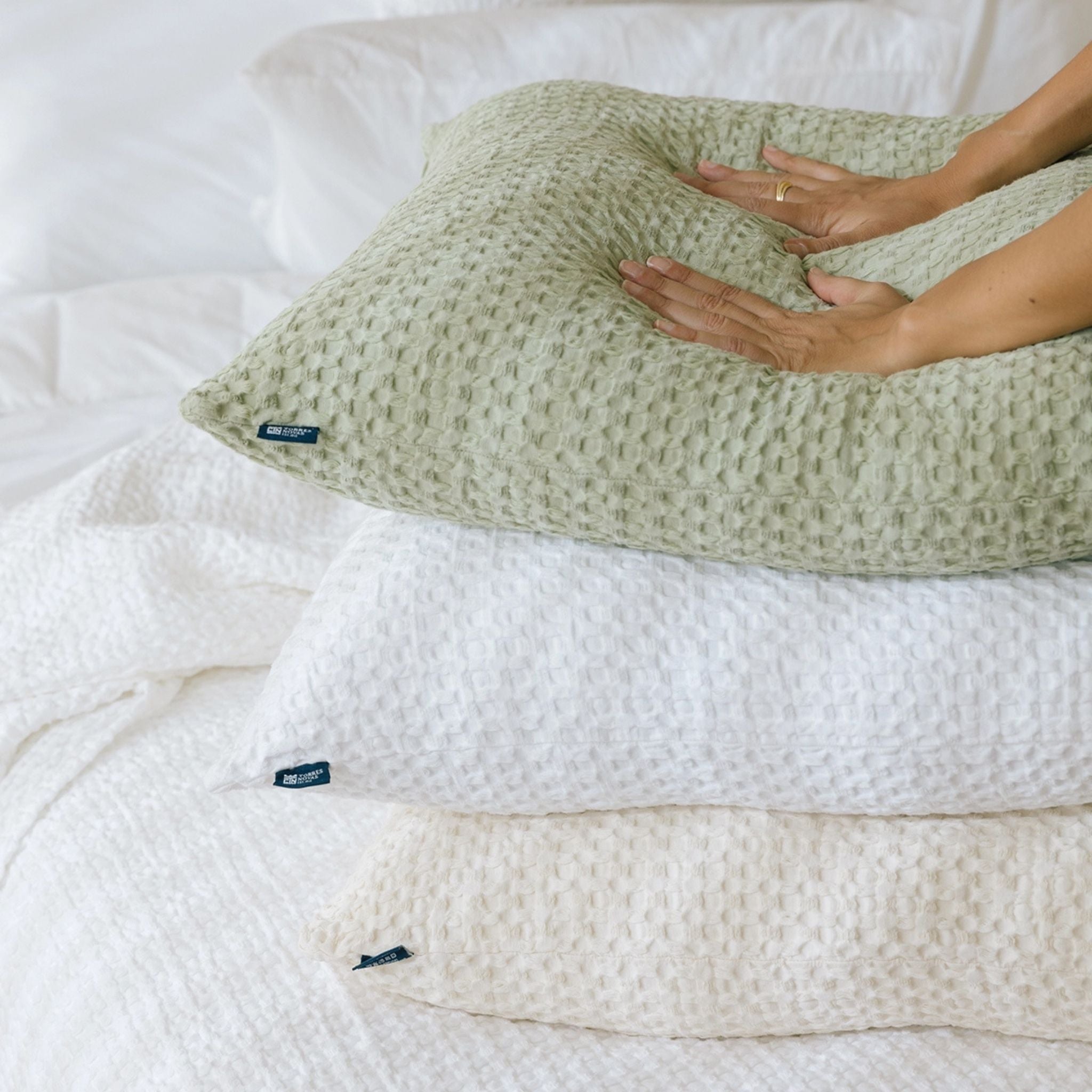 Khaki green Santa Luzia Waffle Bedspreads - Torres Novas