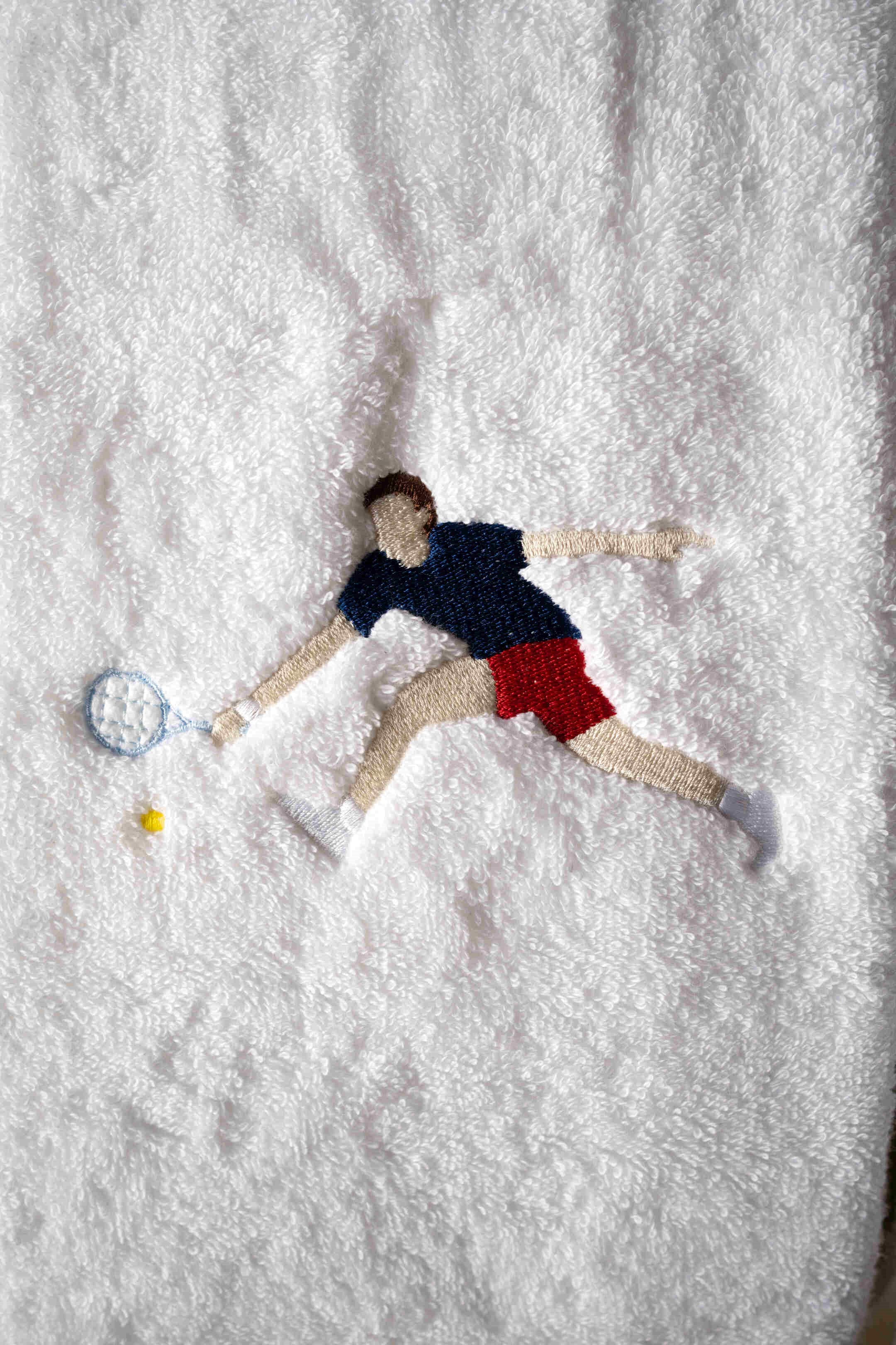 Toalla de bidé y toalla facial de lujo con deportistas retro