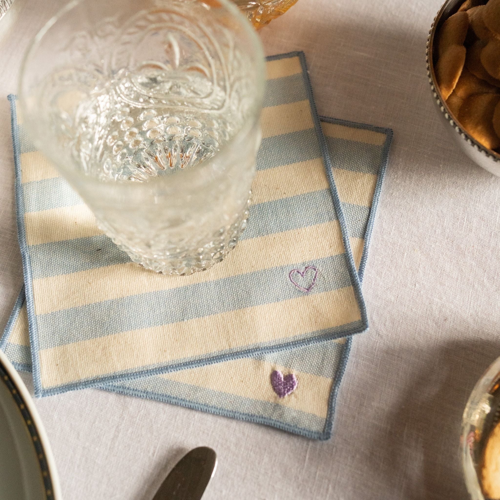 Servilletas Barra con bordado de corazón