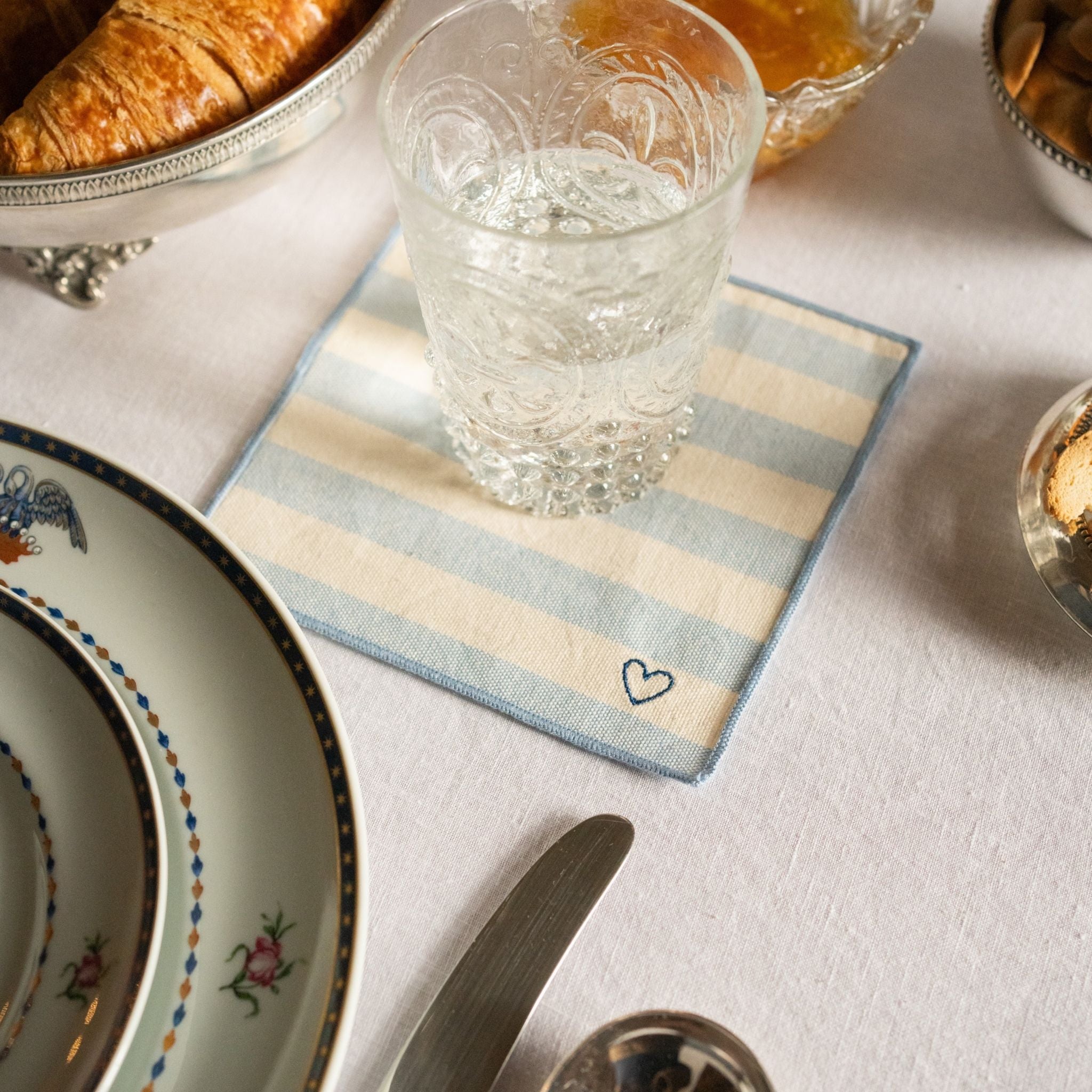 Servilletas Barra con bordado de corazón