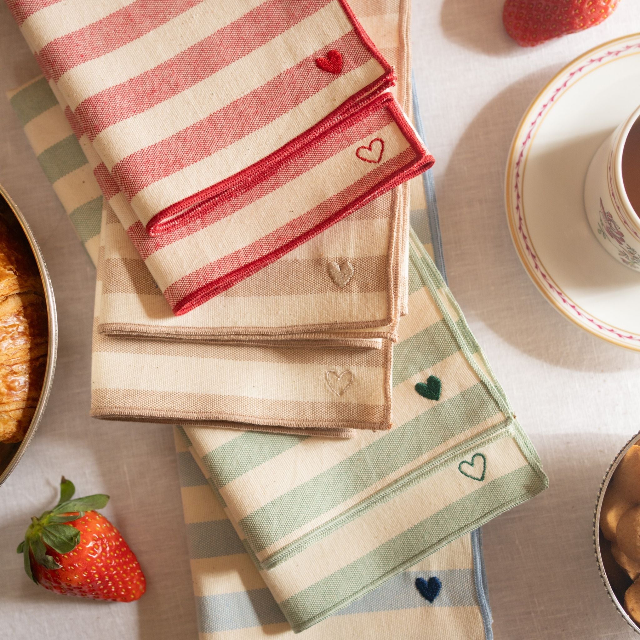 Servilletas Barra con bordado de corazón