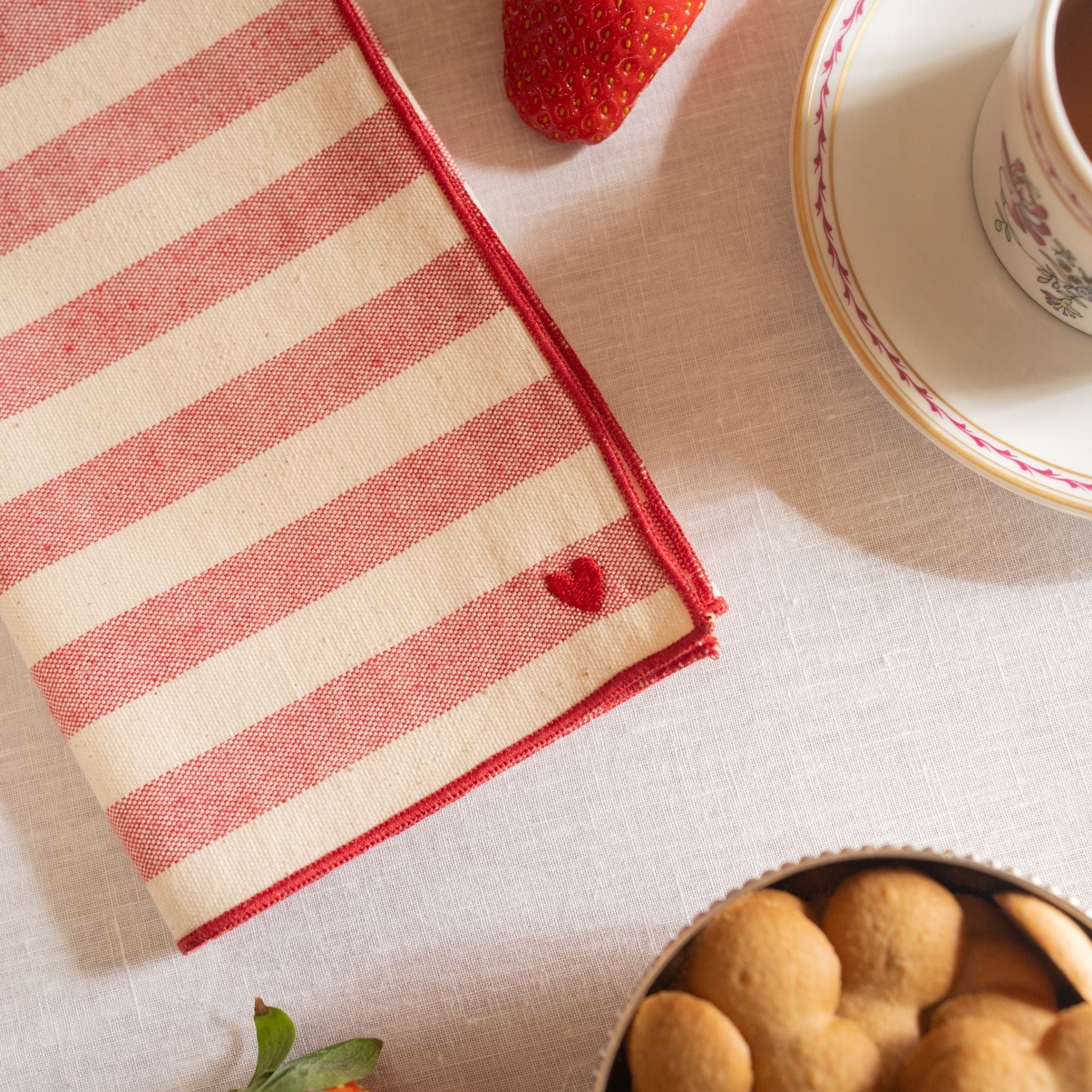 Servilletas Barra con bordado de corazón