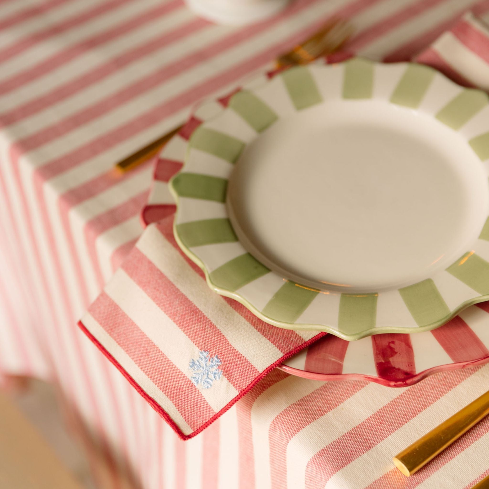 Servilletas con bordados navideños Barra