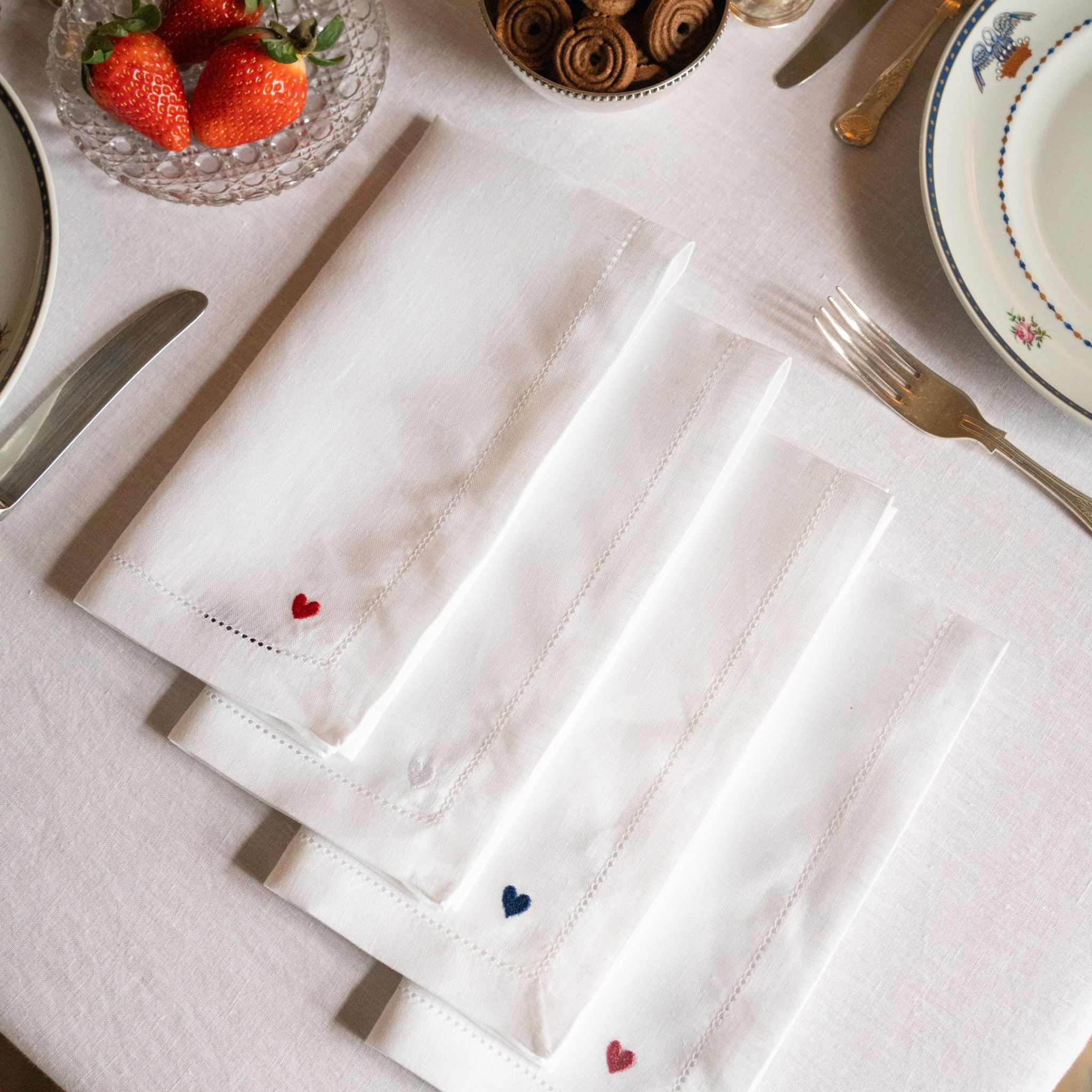 Servilletas Mafra lino con bordado de corazón