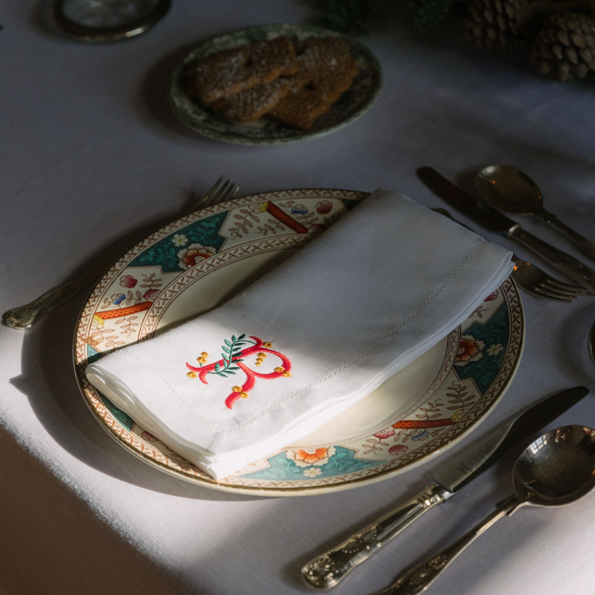 Servilletas Mafra bordadas con letras rojas de Navidad (Set de 2)