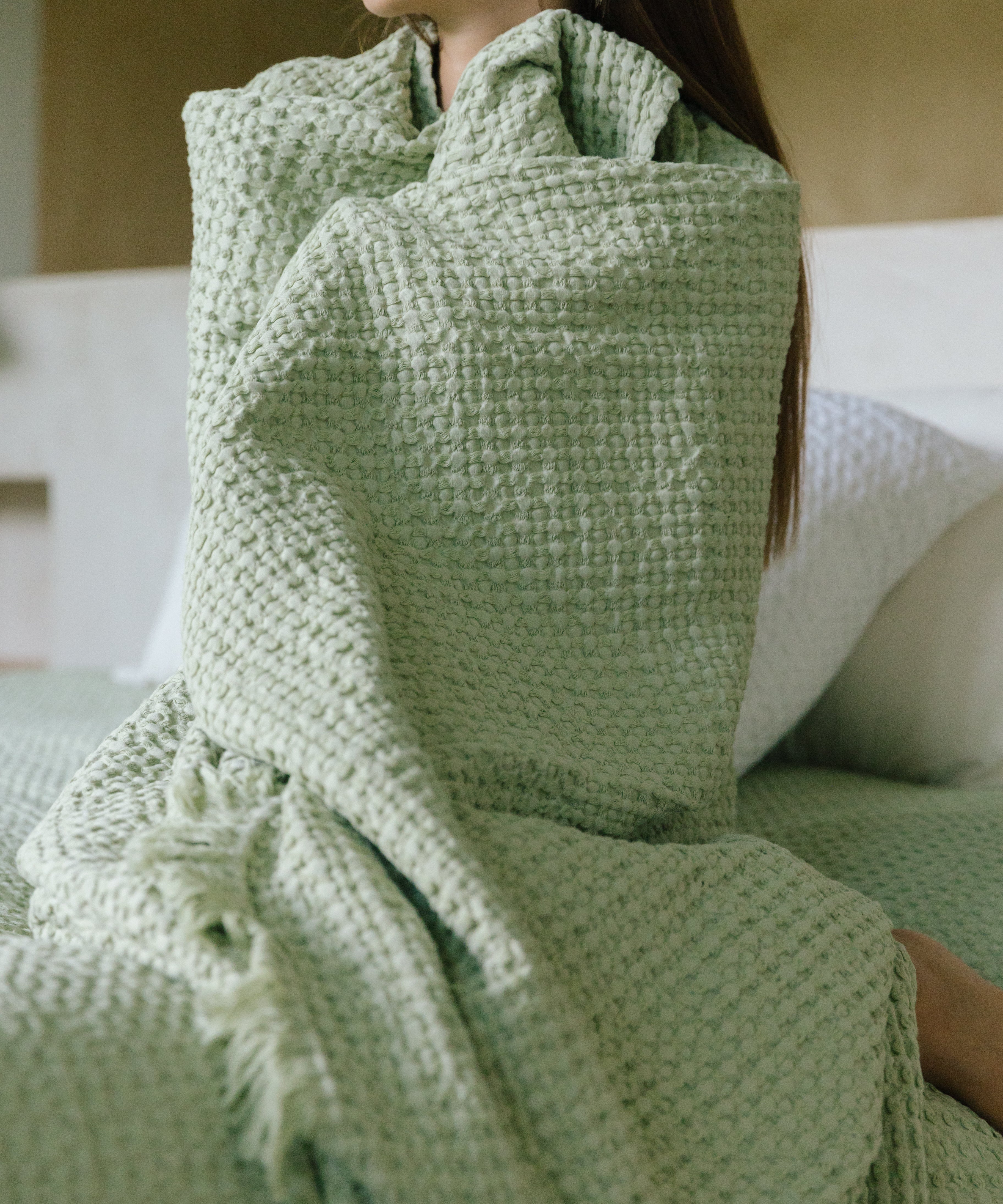 Khaki green Waffle Bedspreads - Torres Novas