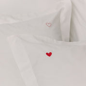 Porto Percale 400 TC pillowcases with embroidered hearts