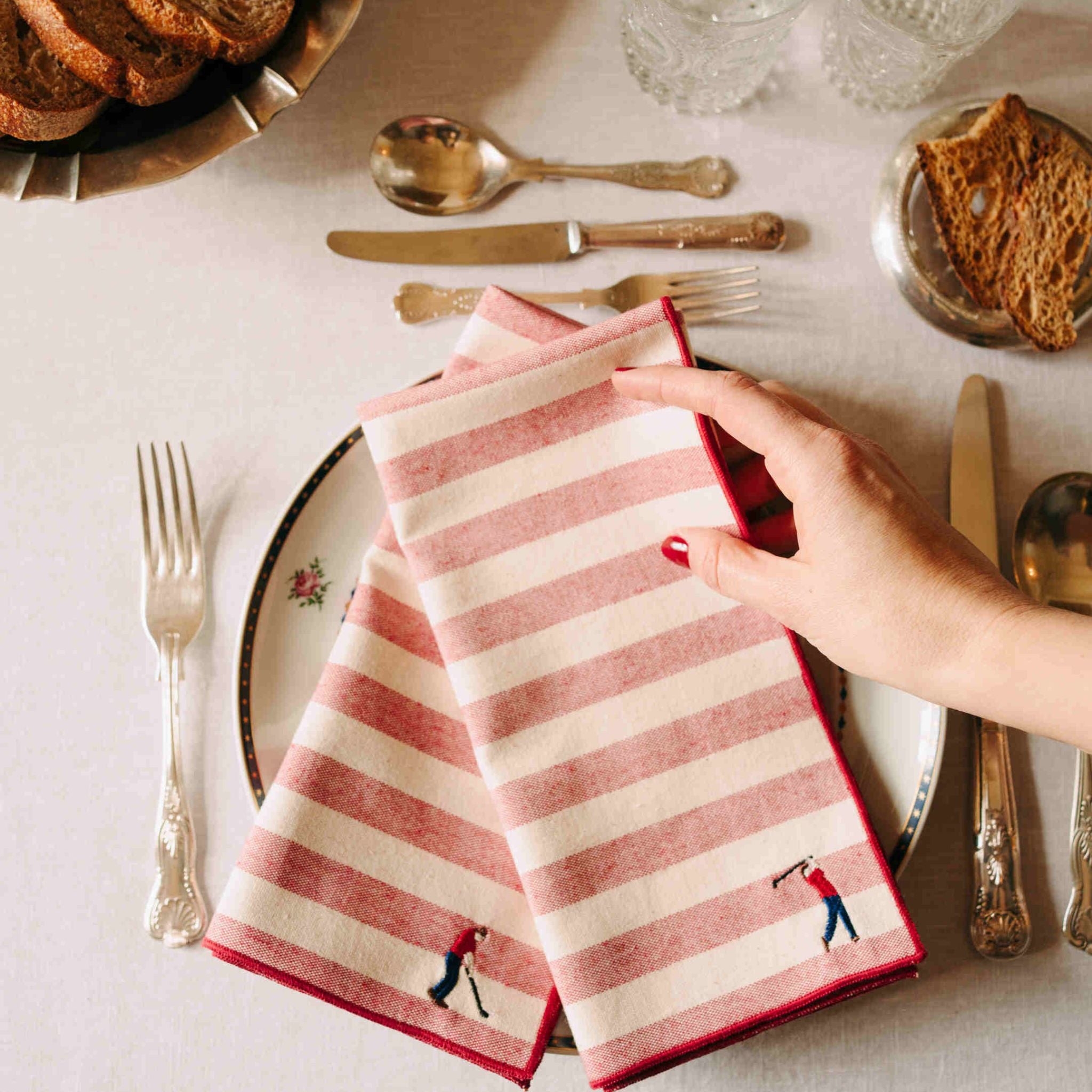 Serviette barra avec sportifs rétro