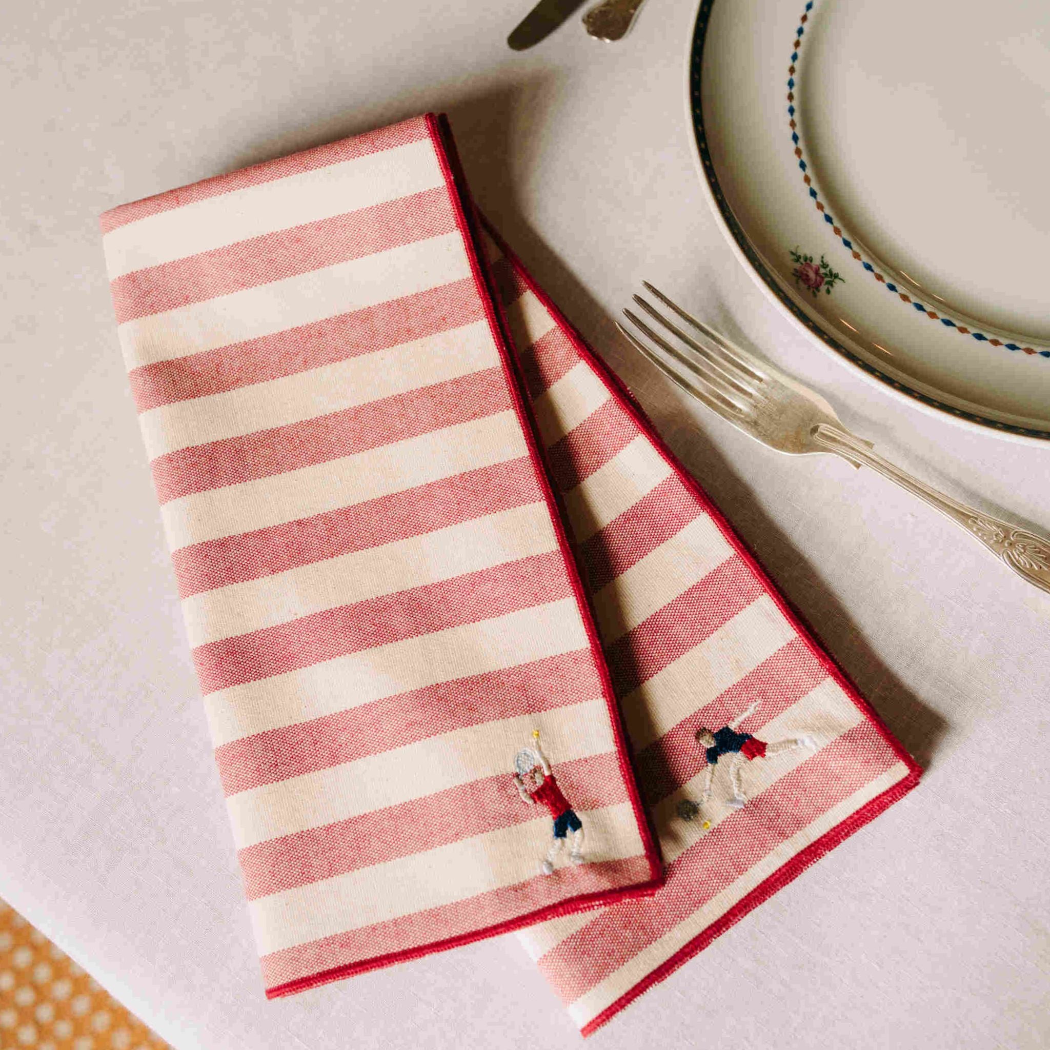 Serviette barra avec sportifs rétro