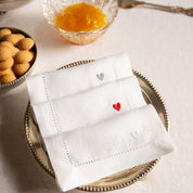Serviettes de table Mafra avec broderie en forme de cœur