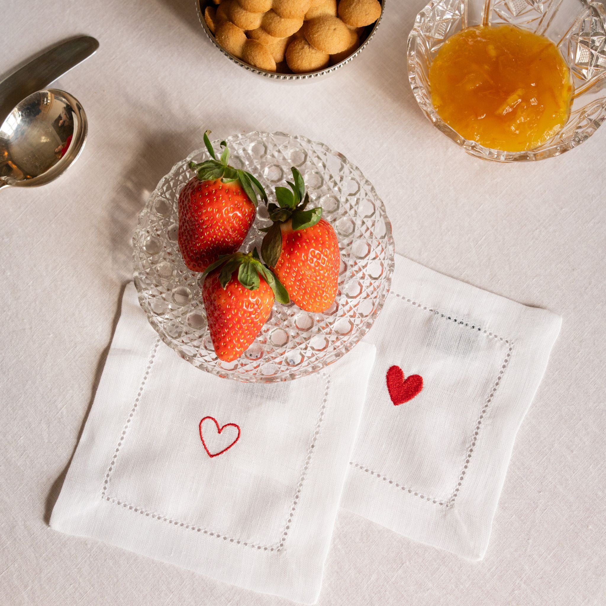 Serviettes de table Mafra avec broderie en forme de cœur