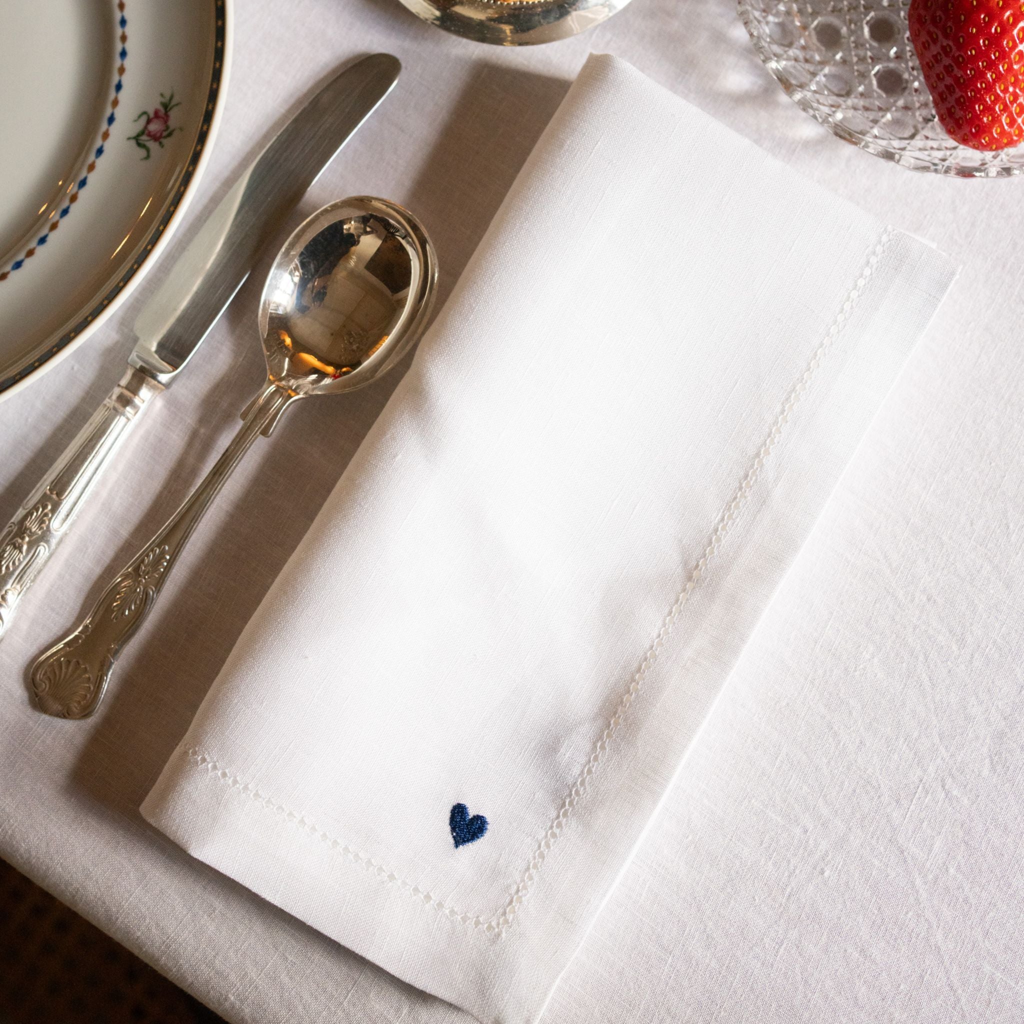 Serviettes de table Mafra avec broderie en forme de cœur