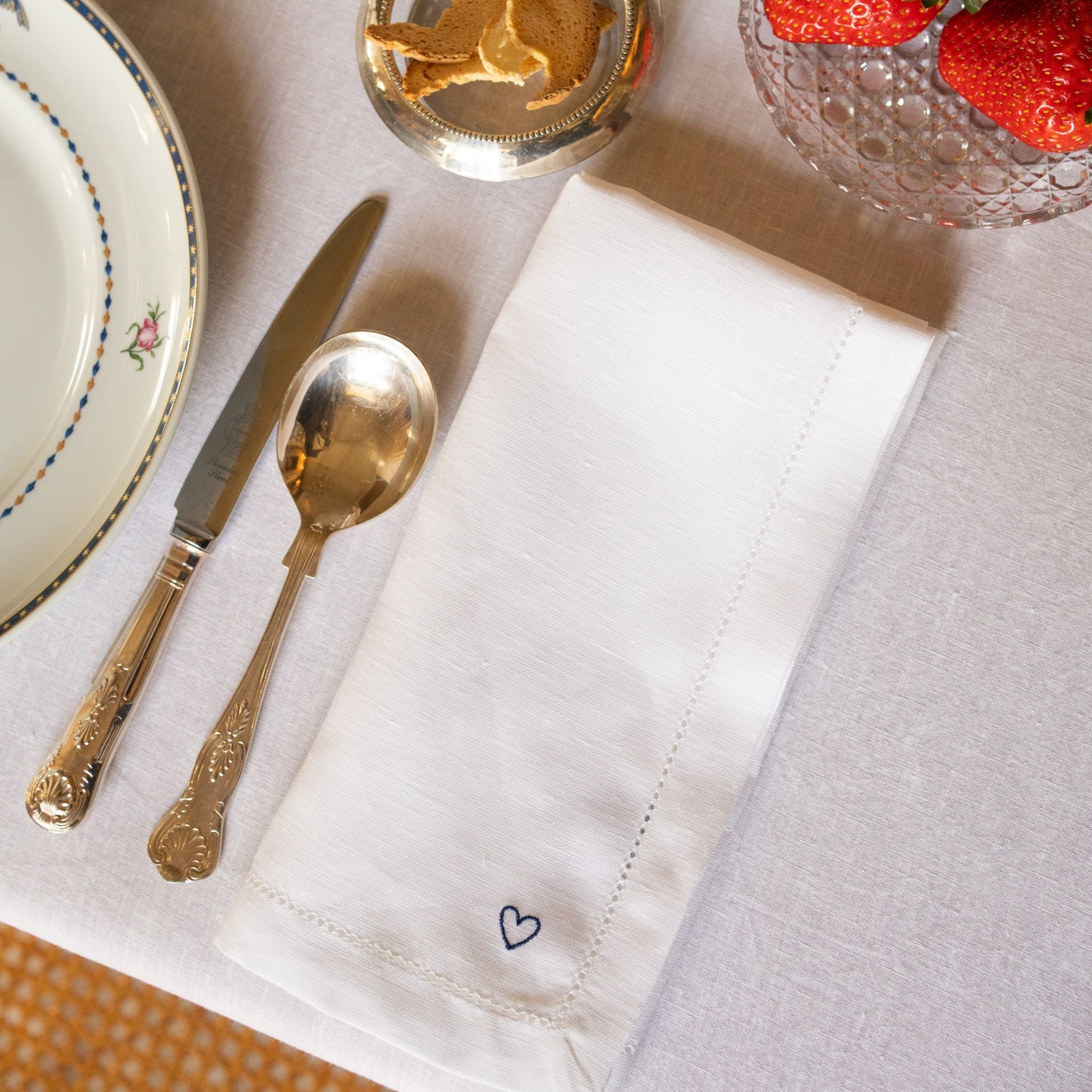 Serviettes de table Mafra avec broderie en forme de cœur