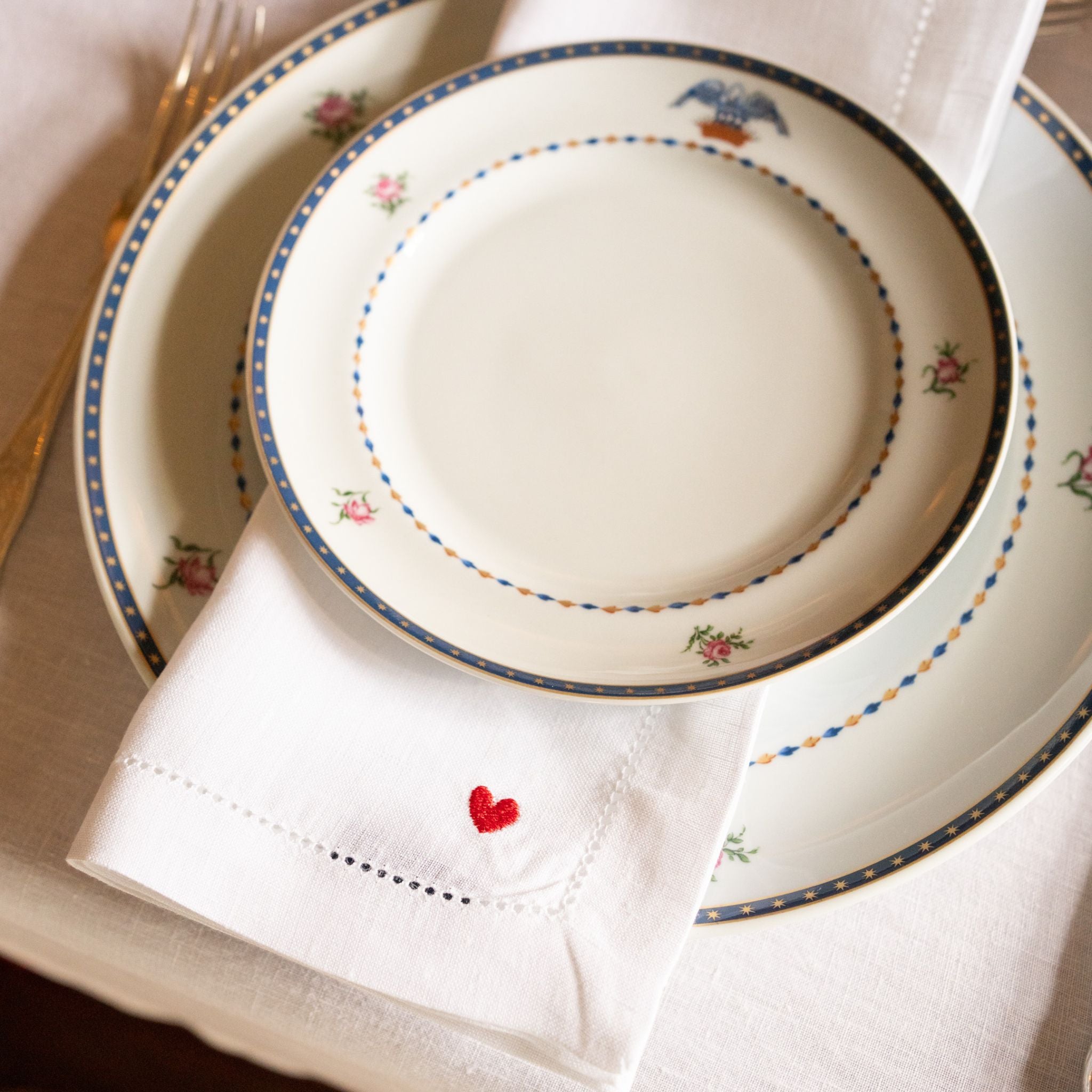 Serviettes de table Mafra avec broderie en forme de cœur