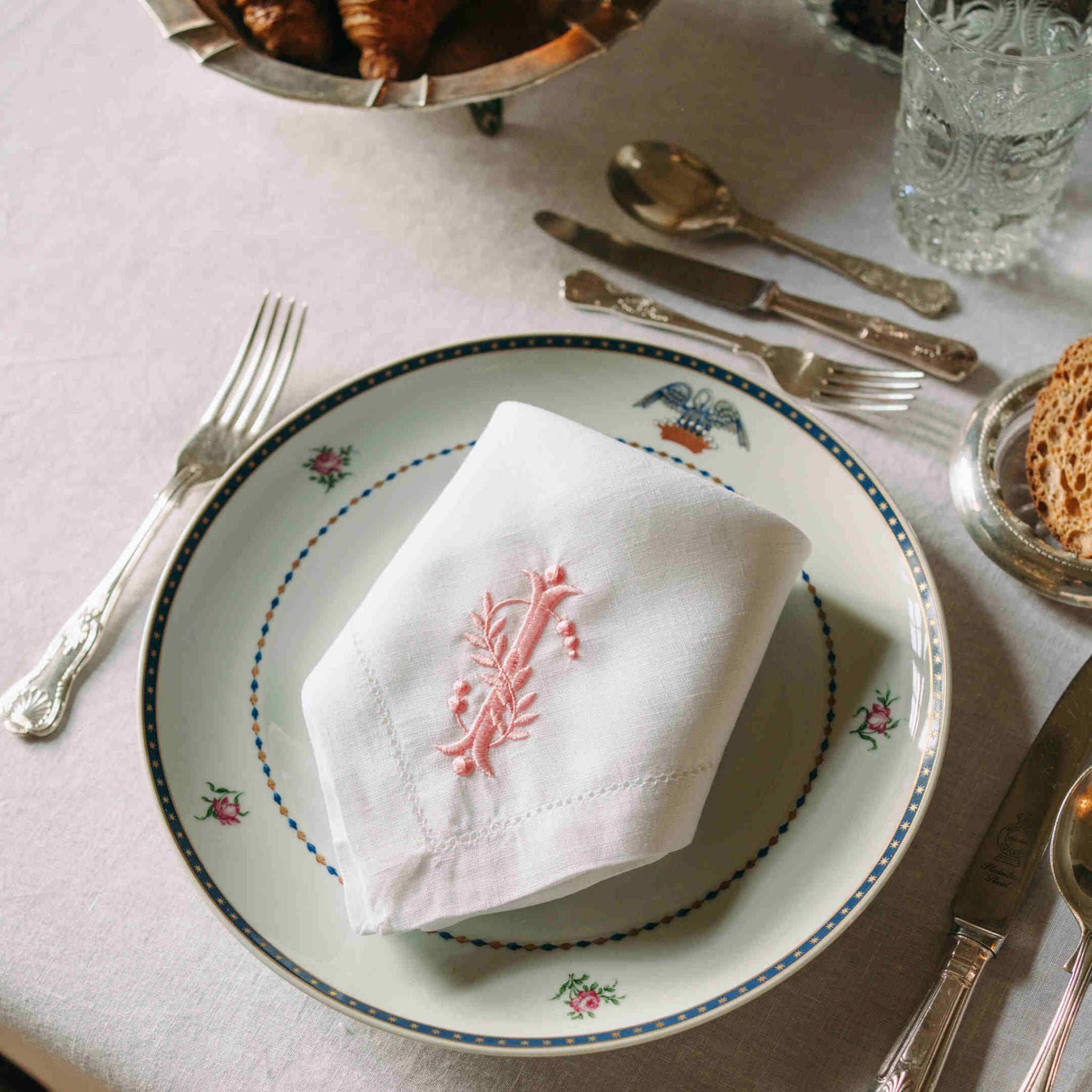 Serviettes de table Mafra avec lettre brodée (Set de 2)