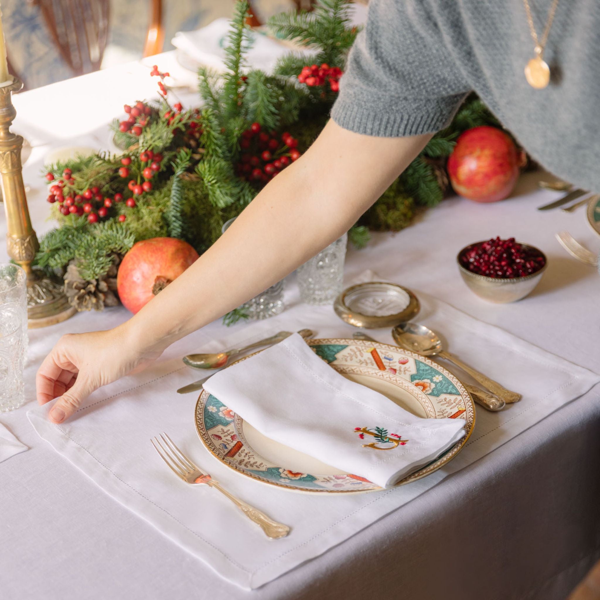 Sets de table Mafra avec lettres de Noël brodées