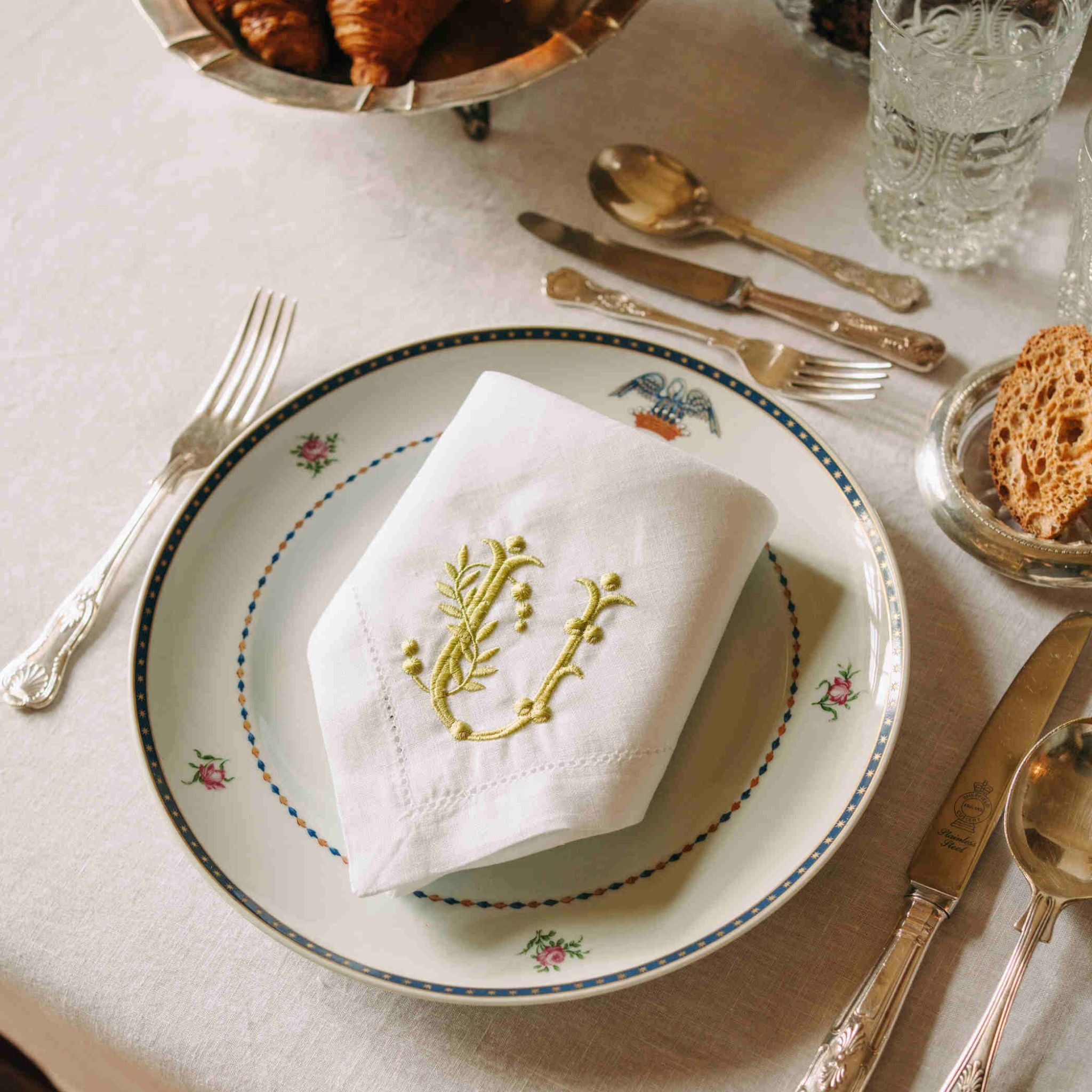 Serviettes de table Mafra avec lettre brodée (Set de 2)