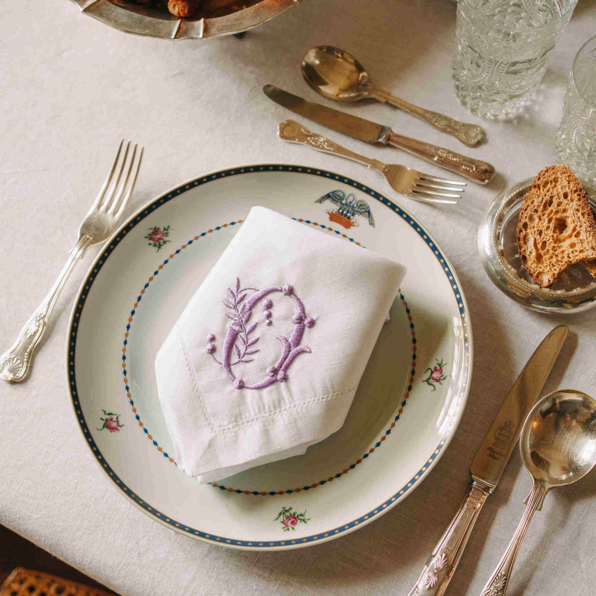 Serviettes de table Mafra avec lettre brodée (Set de 2)