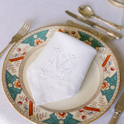 Serviettes de table Mafra brodées de lettres de Noël blanches (Set de 2)