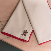 Ecru Nazaré napkins with small christmas embroidery