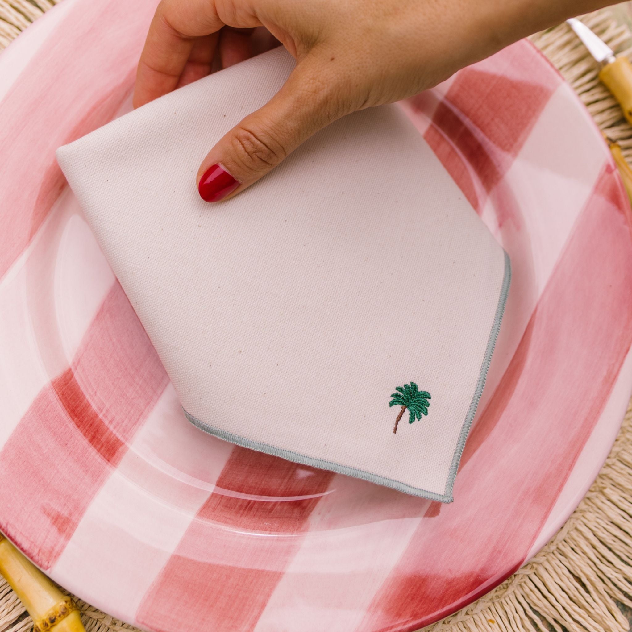 Serviettes de table Nazaré écrues avec broderie d'été