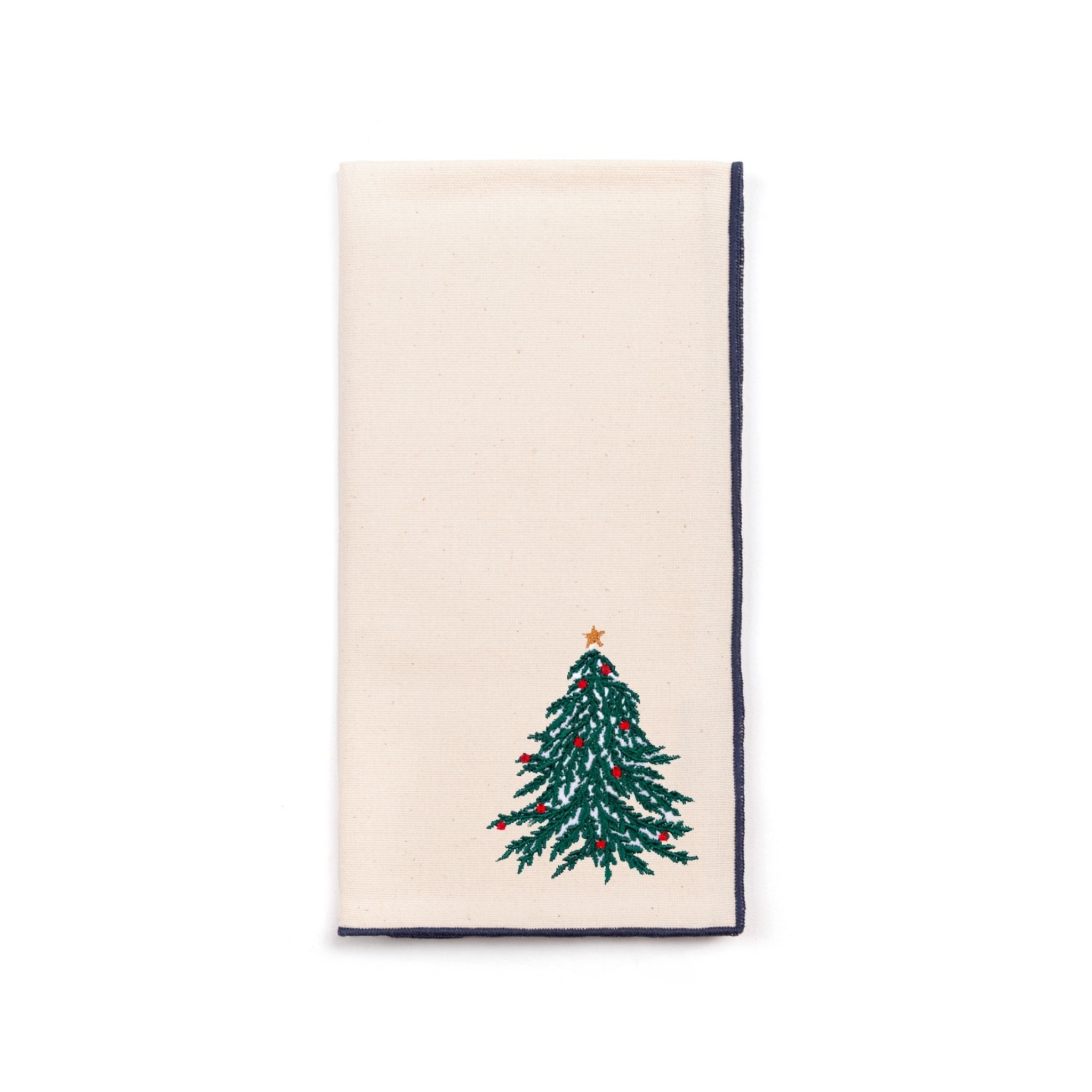 Ecru Nazaré napkins with christmas tree and wreath embroidery