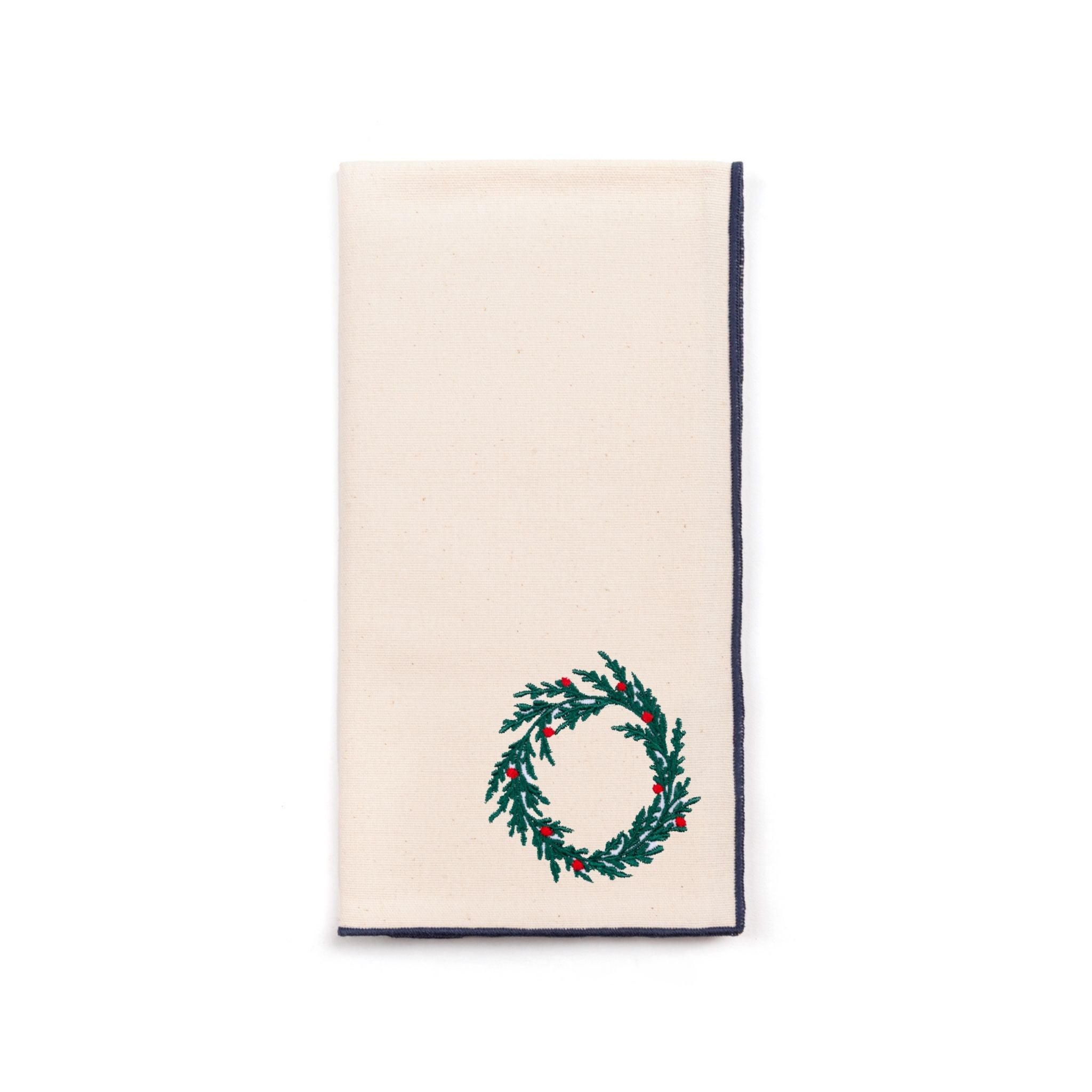 Ecru Nazaré napkins with christmas tree and wreath embroidery