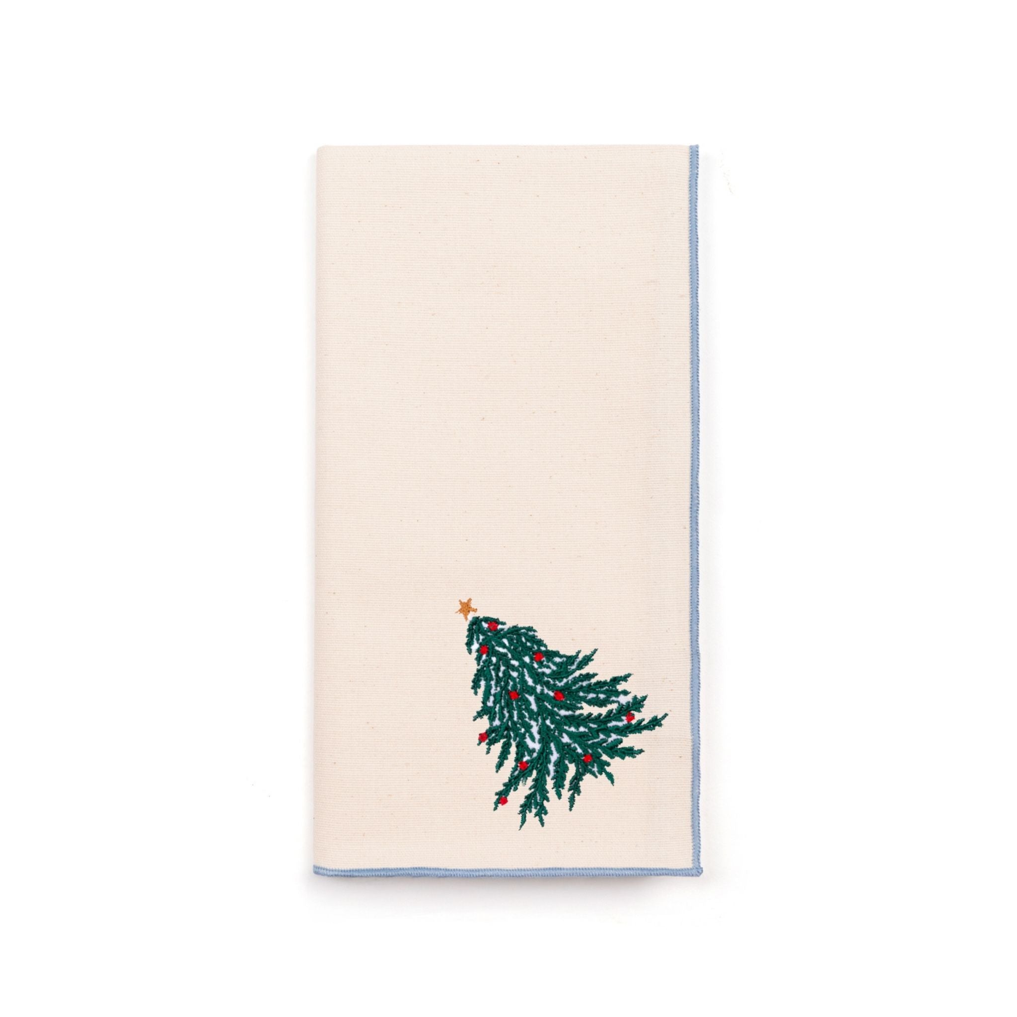 Ecru Nazaré napkins with christmas tree and wreath embroidery