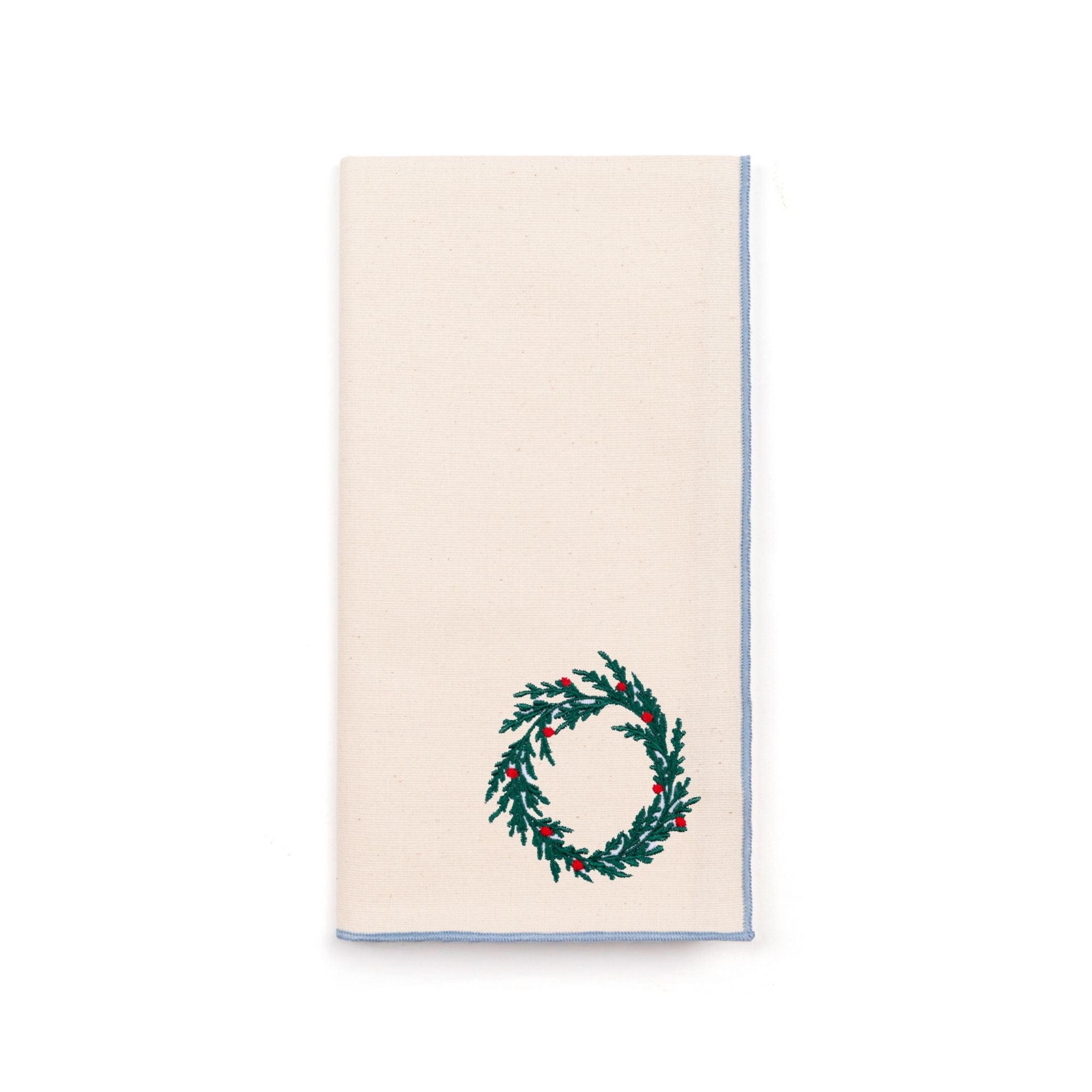 Ecru Nazaré napkins with christmas tree and wreath embroidery
