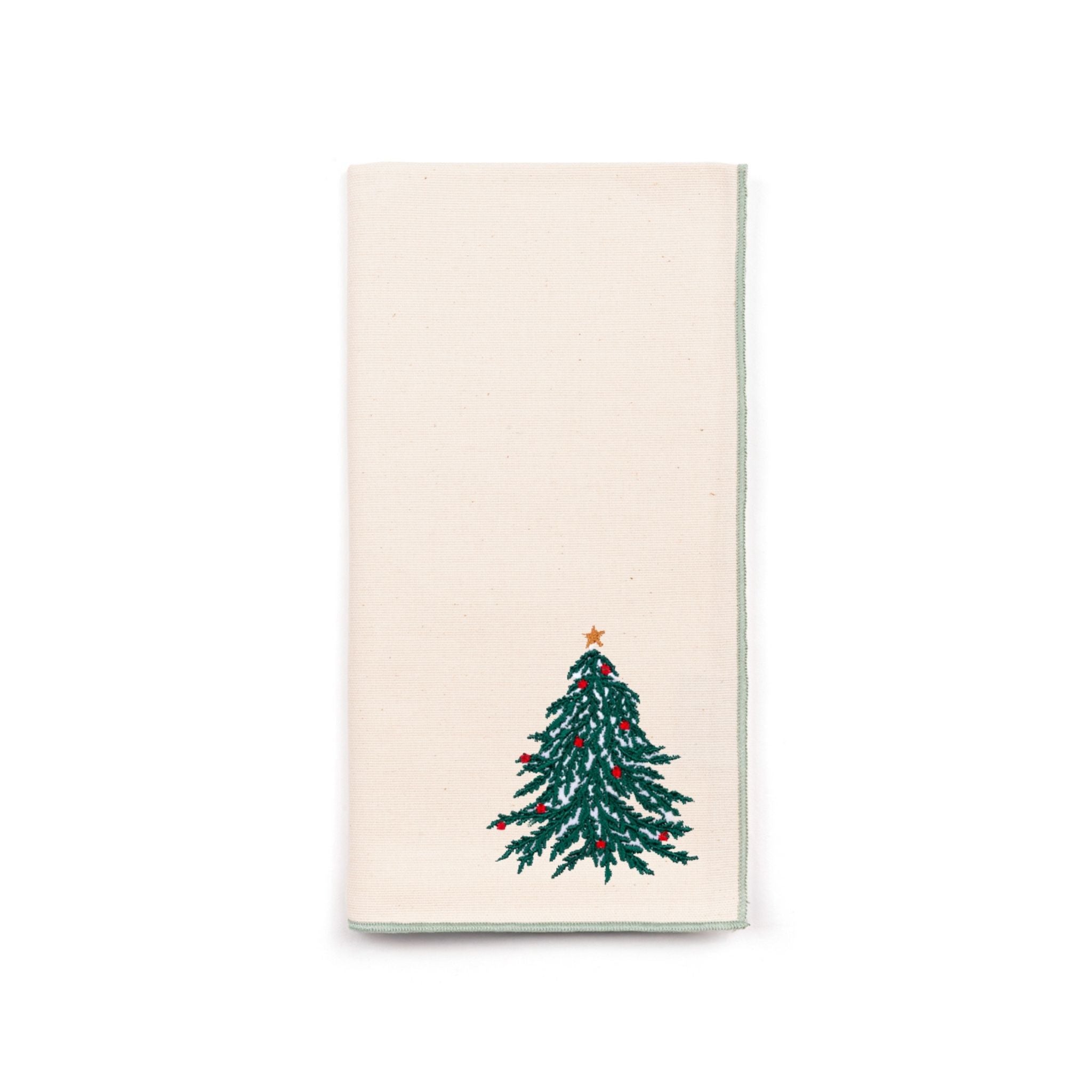Ecru Nazaré napkins with christmas tree and wreath embroidery