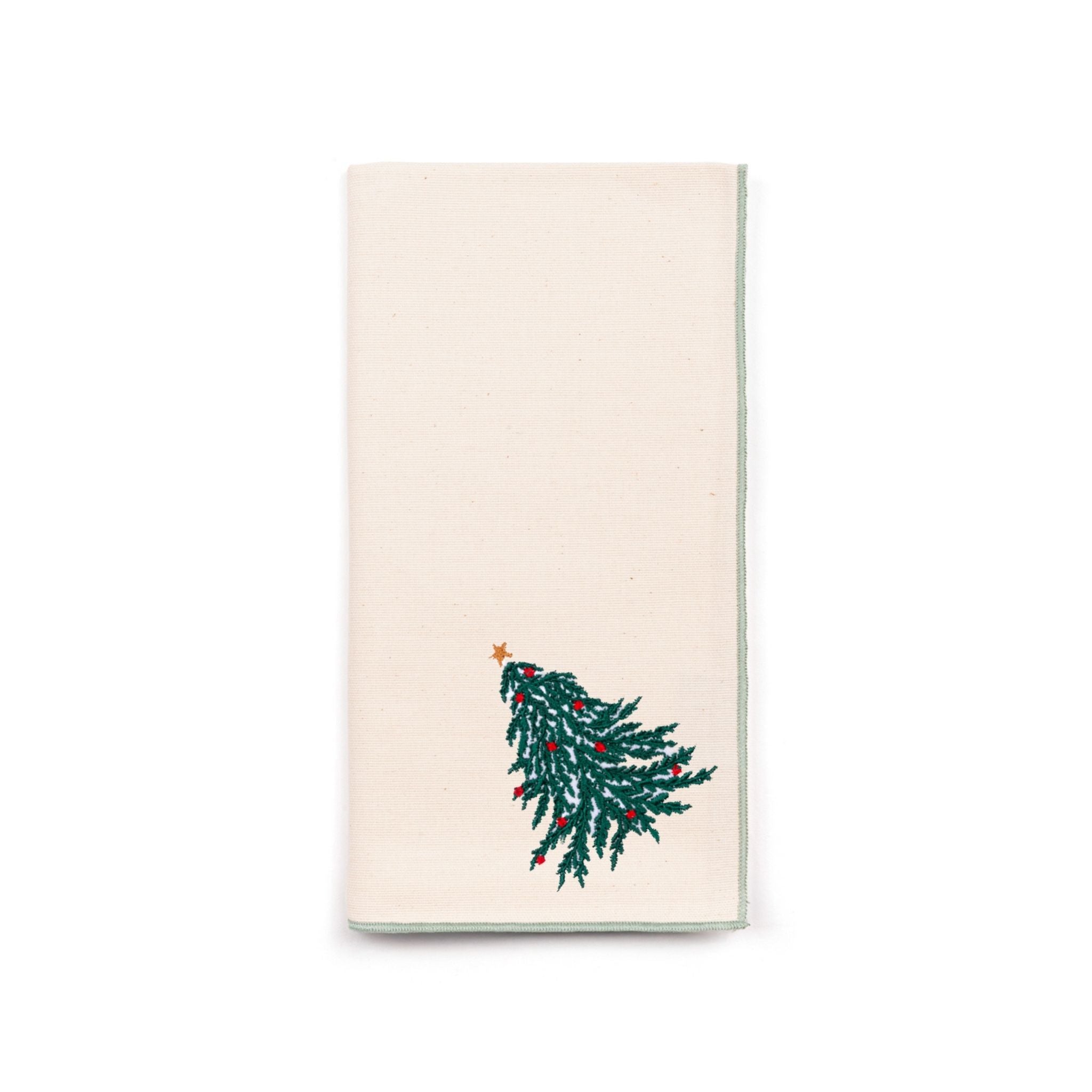 Ecru Nazaré napkins with christmas tree and wreath embroidery