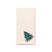 Ecru Nazaré napkins with christmas tree and wreath embroidery