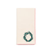 Ecru Nazaré napkins with christmas tree and wreath embroidery