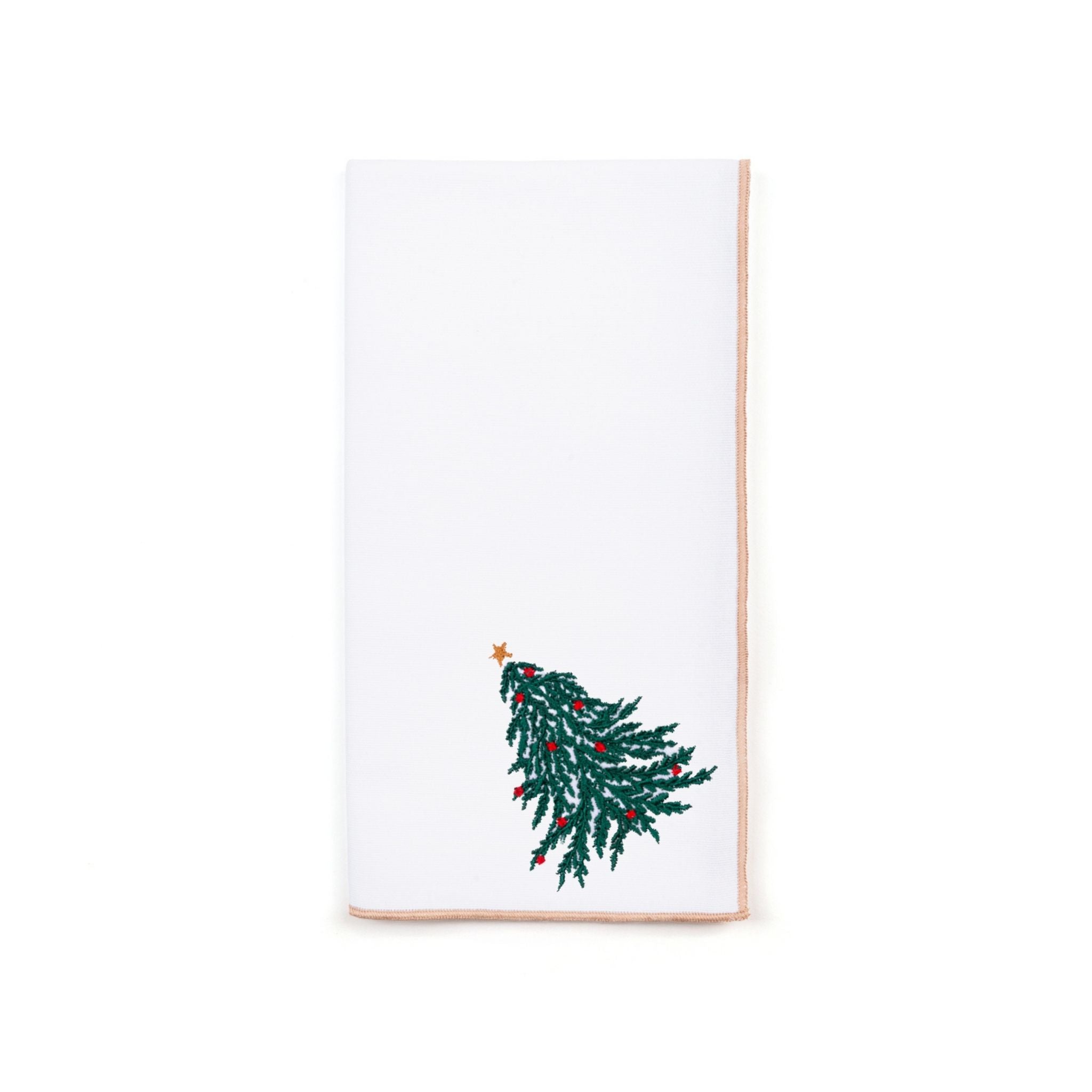 White Nazaré napkins with christmas tree and wreath embroidery