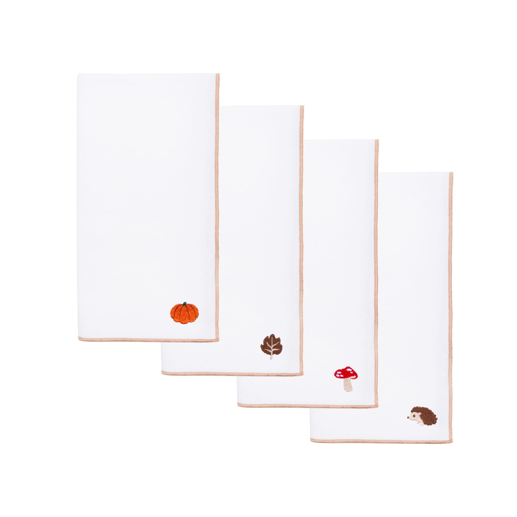 White Nazaré napkins with autumn embroidery - Torres Novas