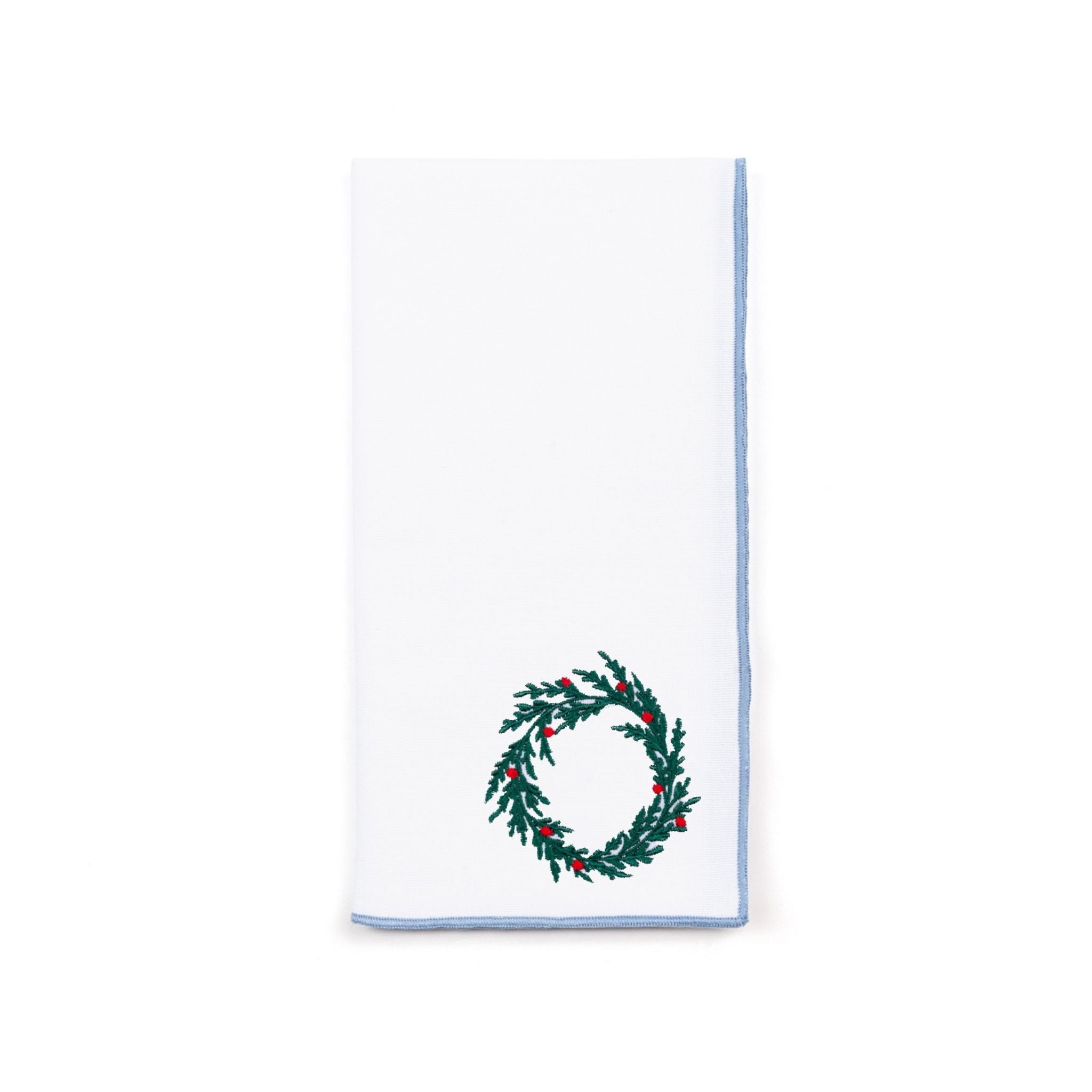White Nazaré napkins with christmas tree and wreath embroidery