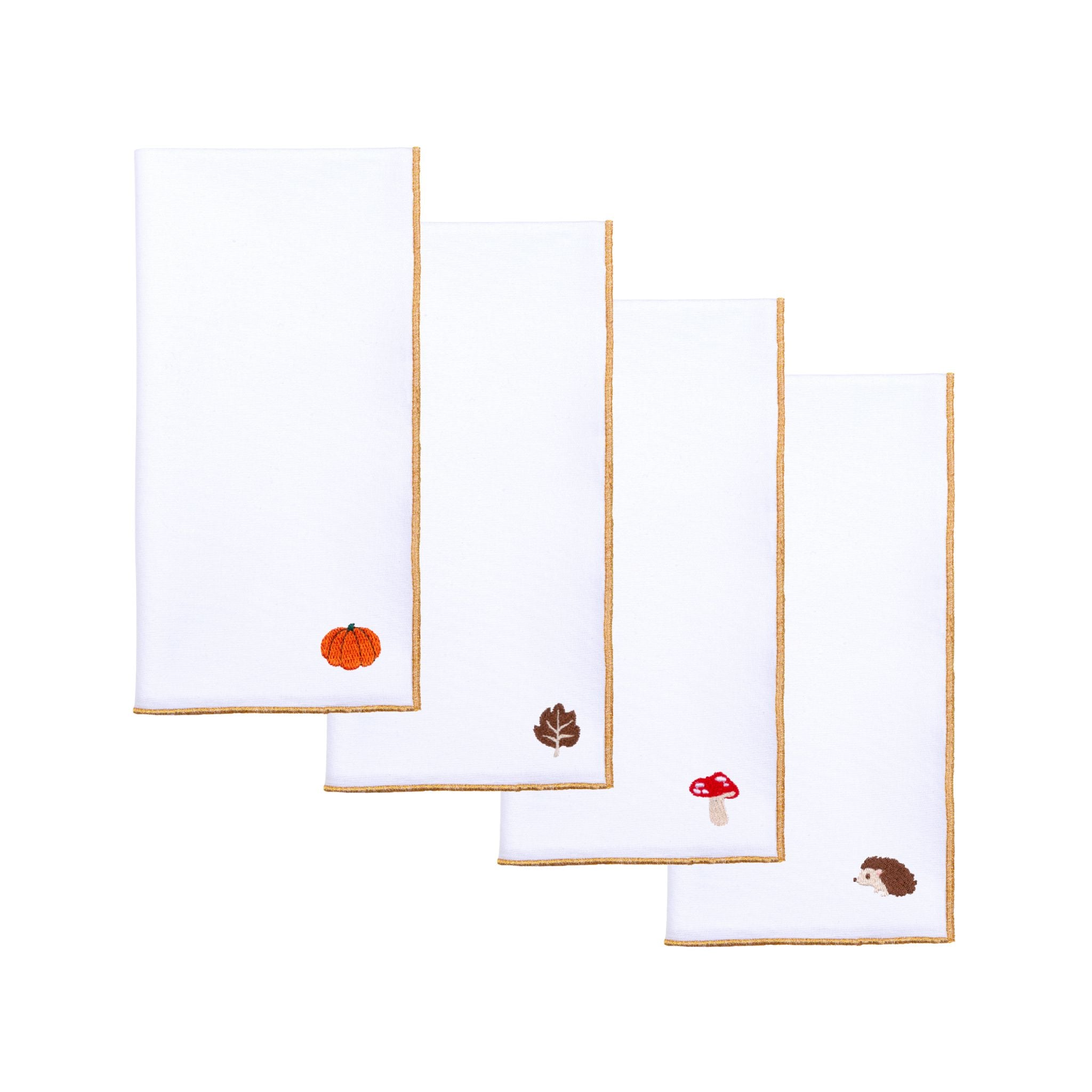 White Nazaré napkins with autumn embroidery - Torres Novas