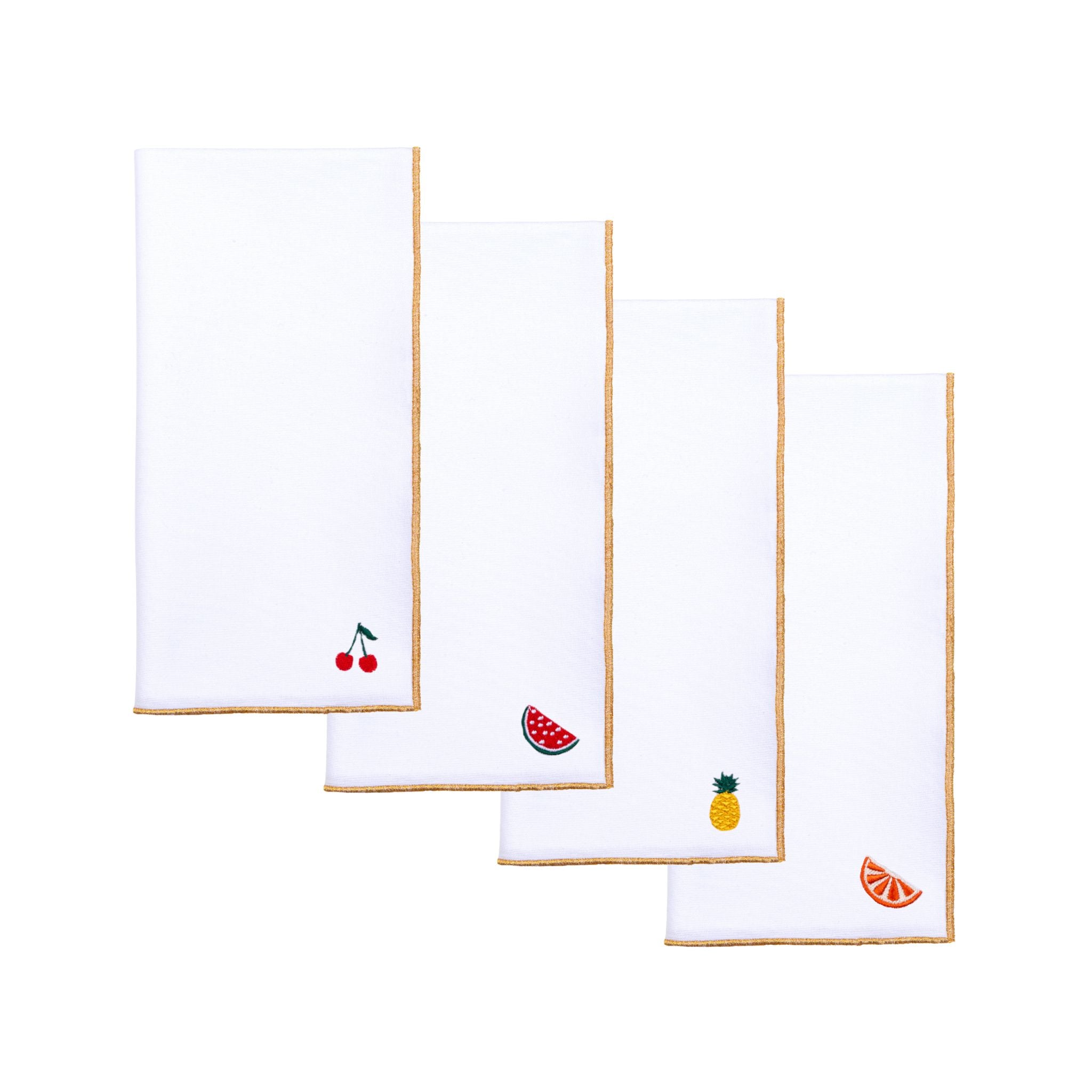 White Nazaré napkins with fruit embroidery - Torres Novas