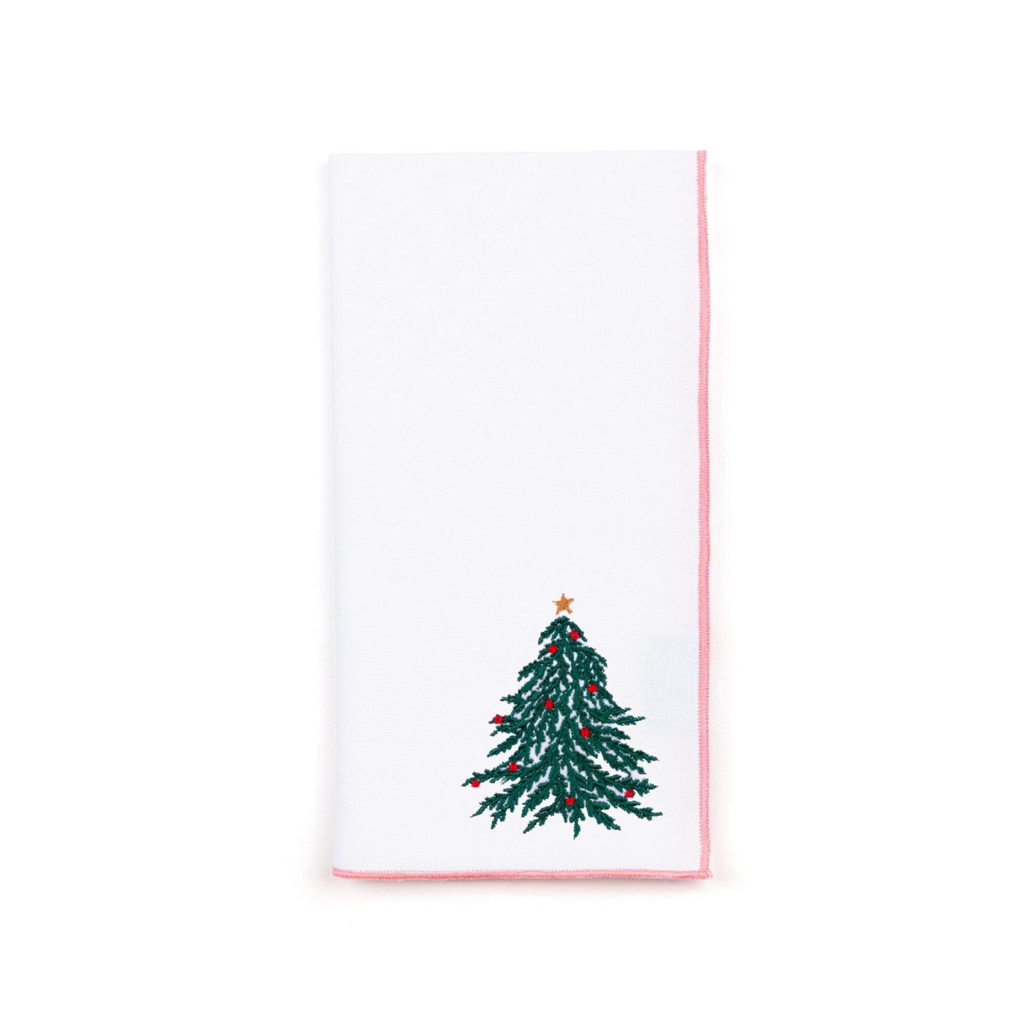 White Nazaré napkins with christmas tree and wreath embroidery