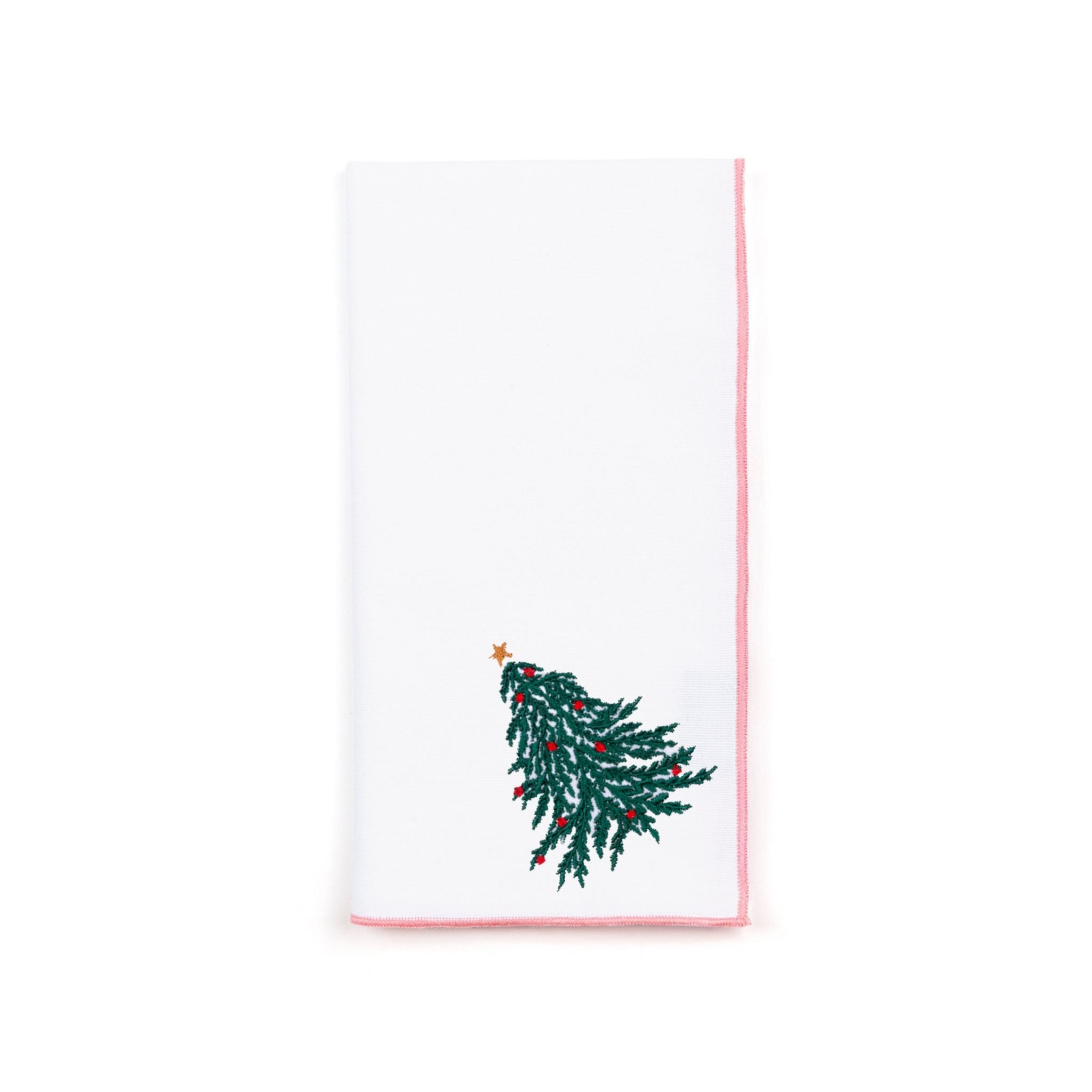 White Nazaré napkins with christmas tree and wreath embroidery