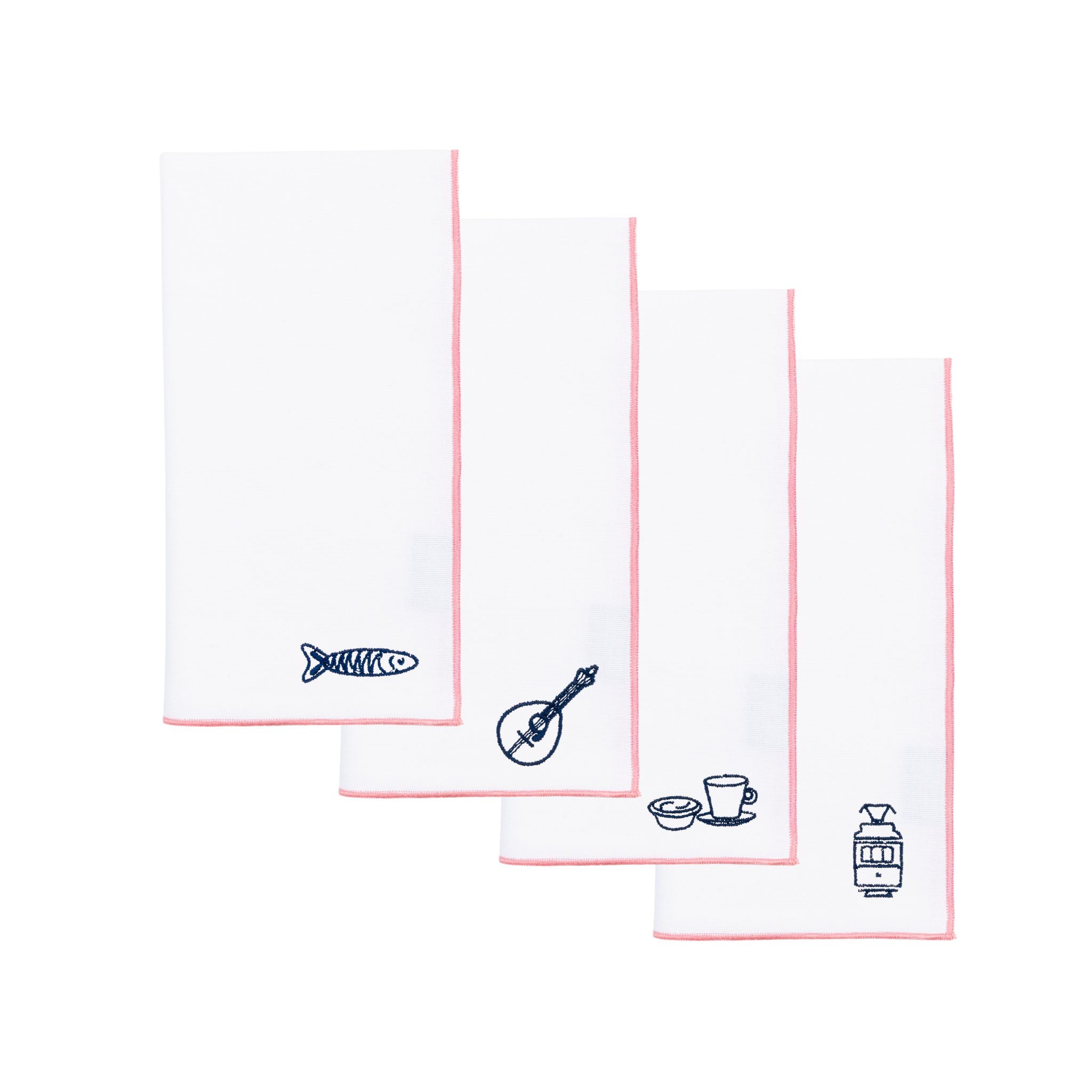 White Nazaré napkins with Portugal embroidery - Torres Novas