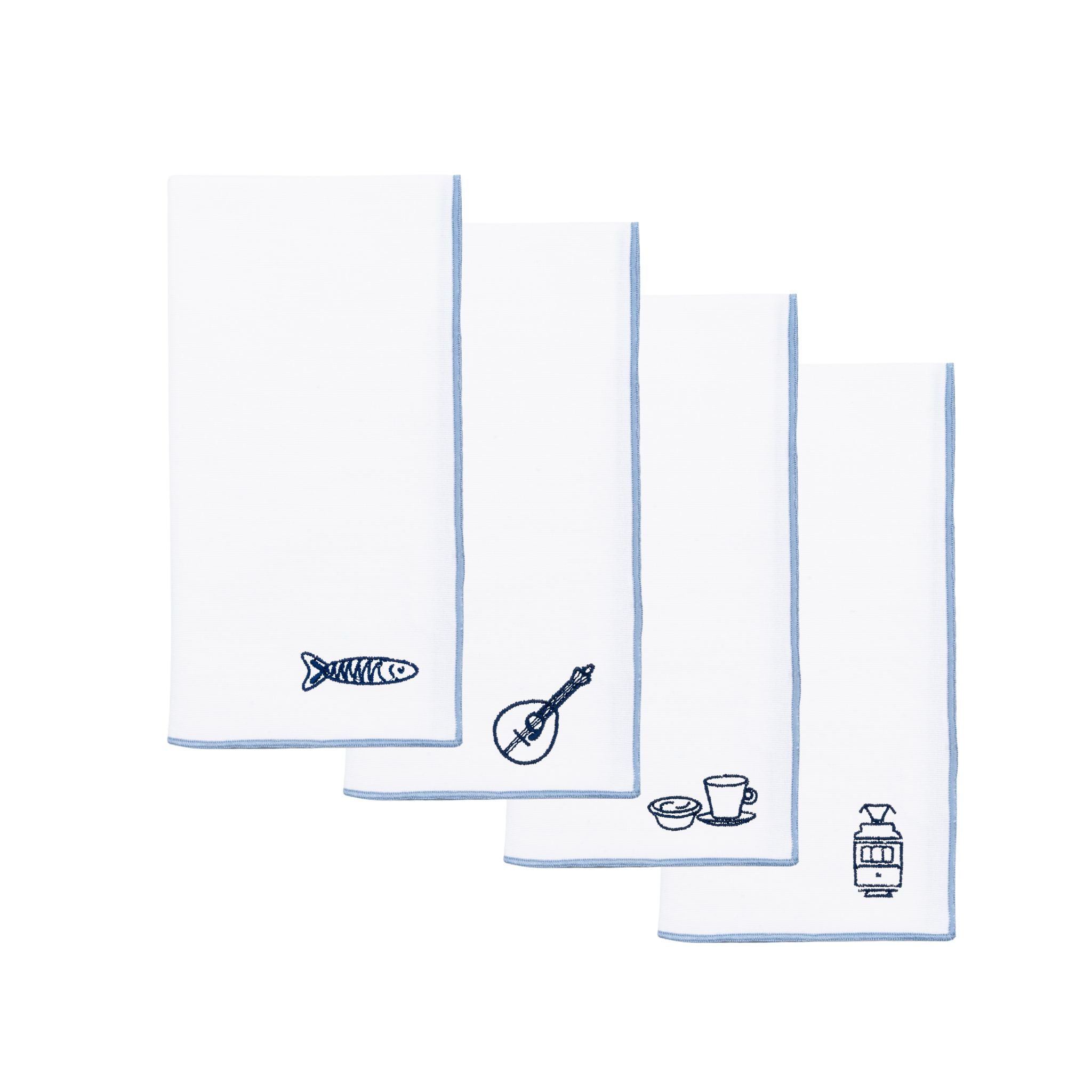 White Nazaré napkins with Portugal embroidery - Torres Novas