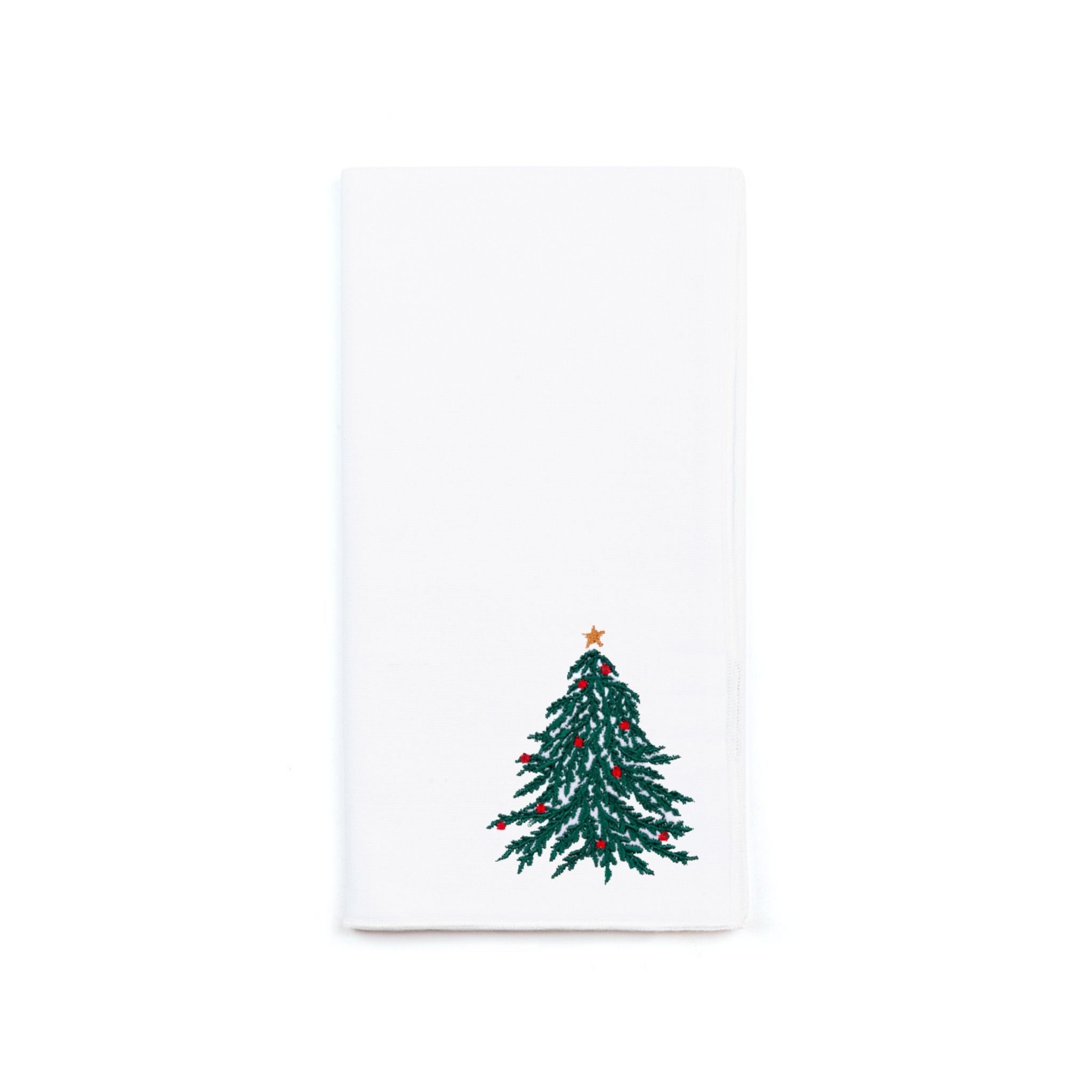 White Nazaré napkins with christmas tree and wreath embroidery