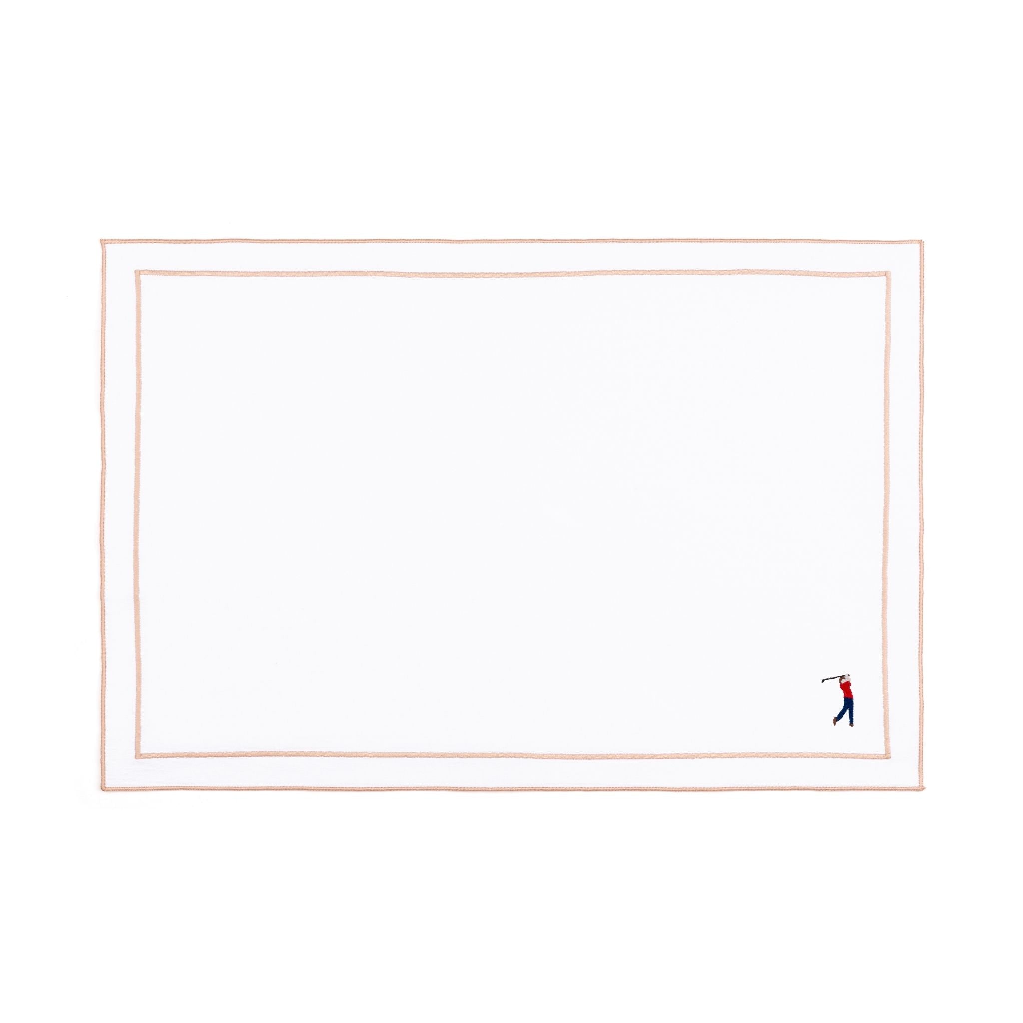Nazaré white cotton table linen with embroidered retro sports motifs - Torres Novas