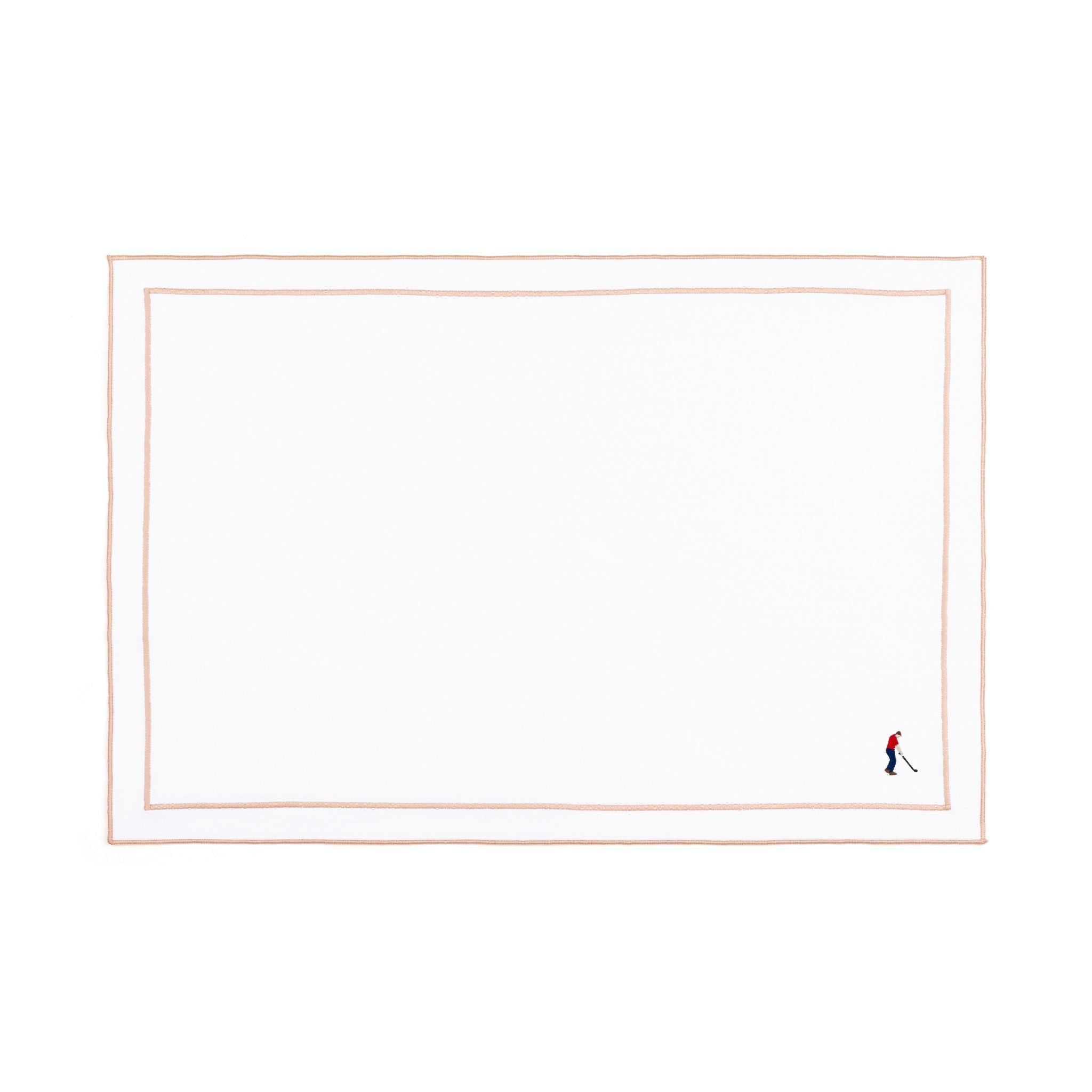 Nazaré white cotton table linen with embroidered retro sports motifs - Torres Novas