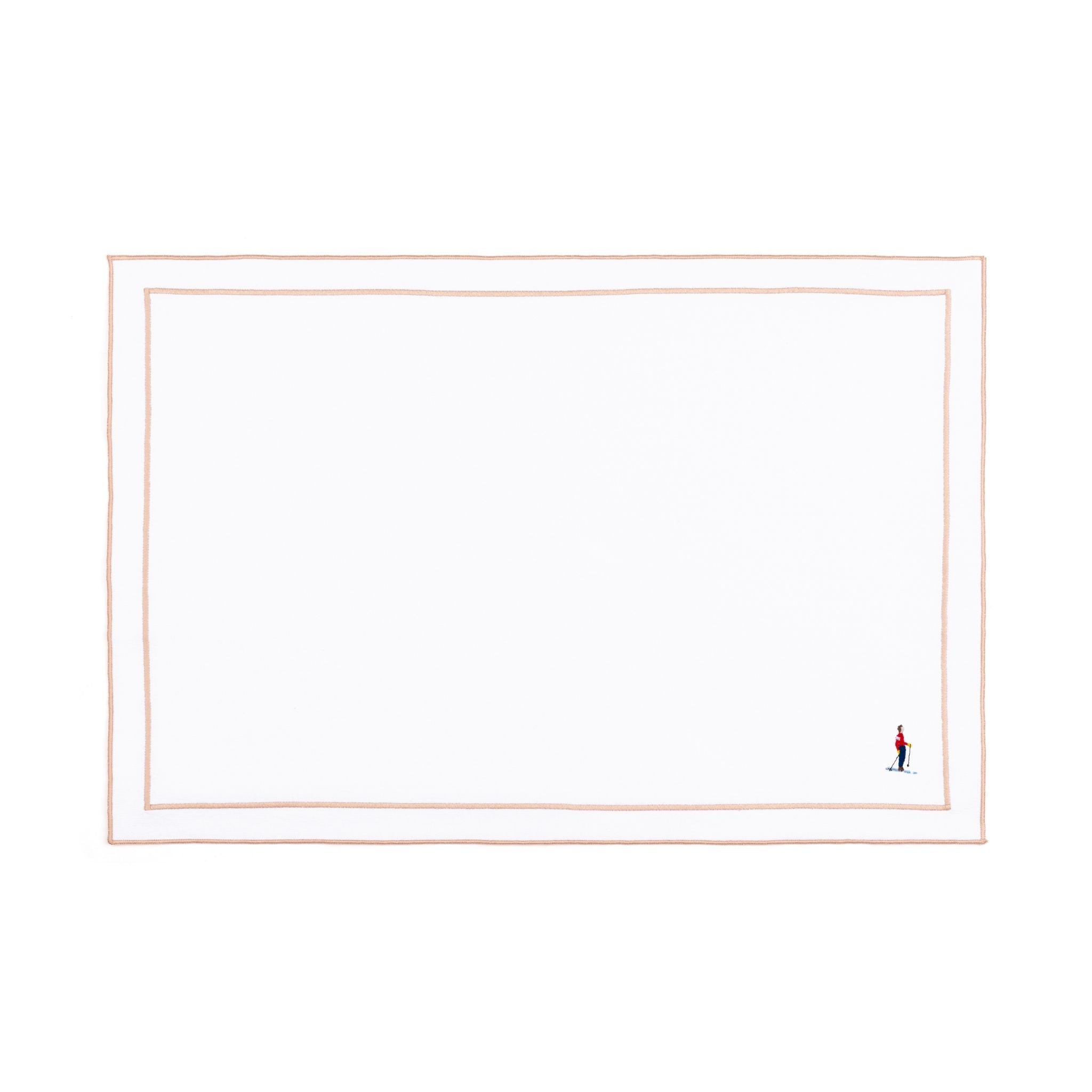 Nazaré white cotton table linen with embroidered retro sports motifs - Torres Novas