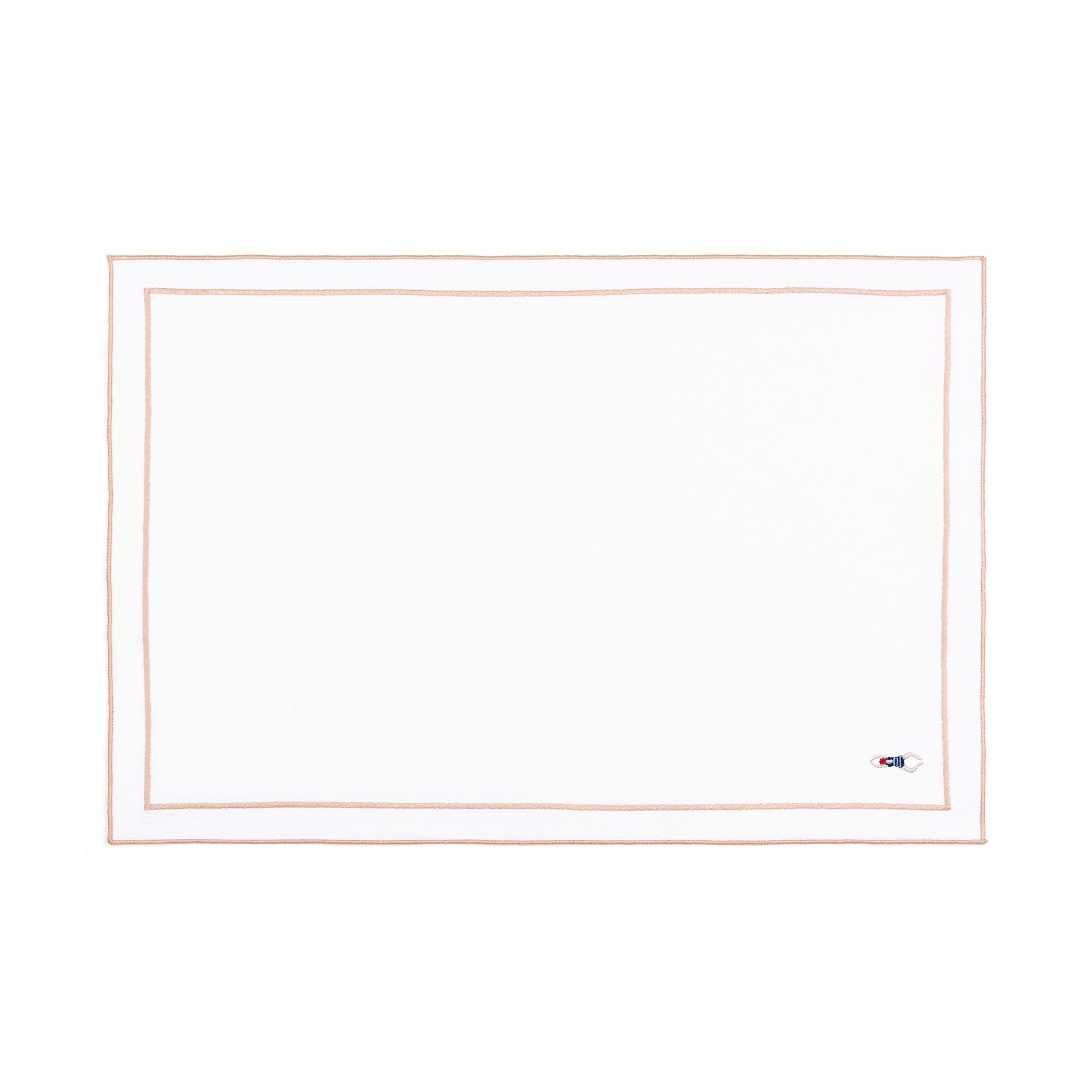 Nazaré white cotton table linen with embroidered retro sports motifs - Torres Novas