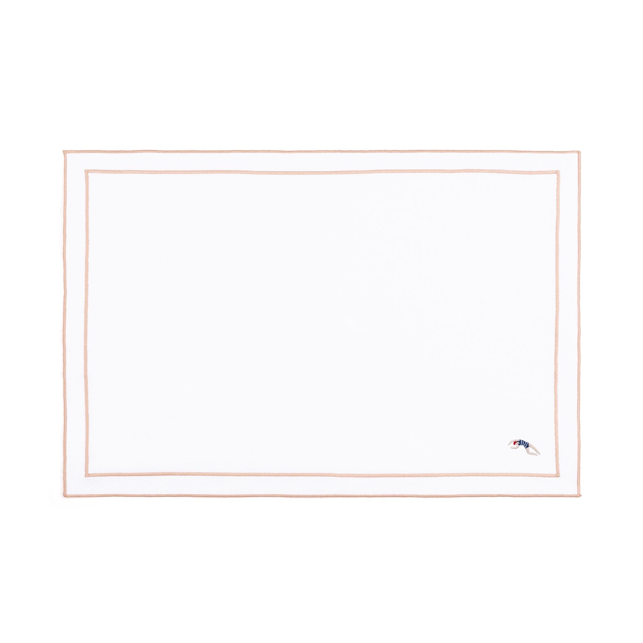 Nazaré white cotton table linen with embroidered retro sports motifs - Torres Novas