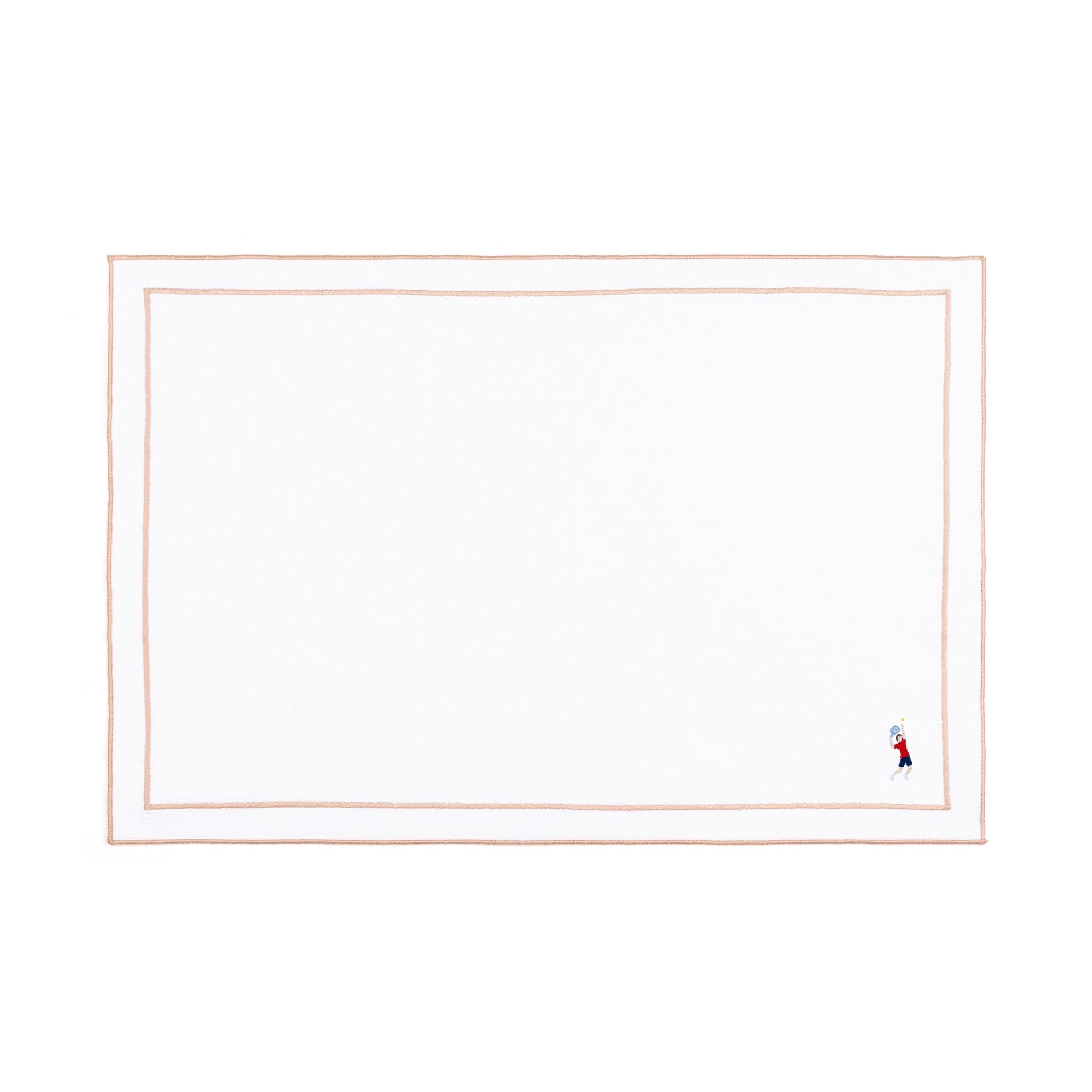 Nazaré white cotton table linen with embroidered retro sports motifs - Torres Novas